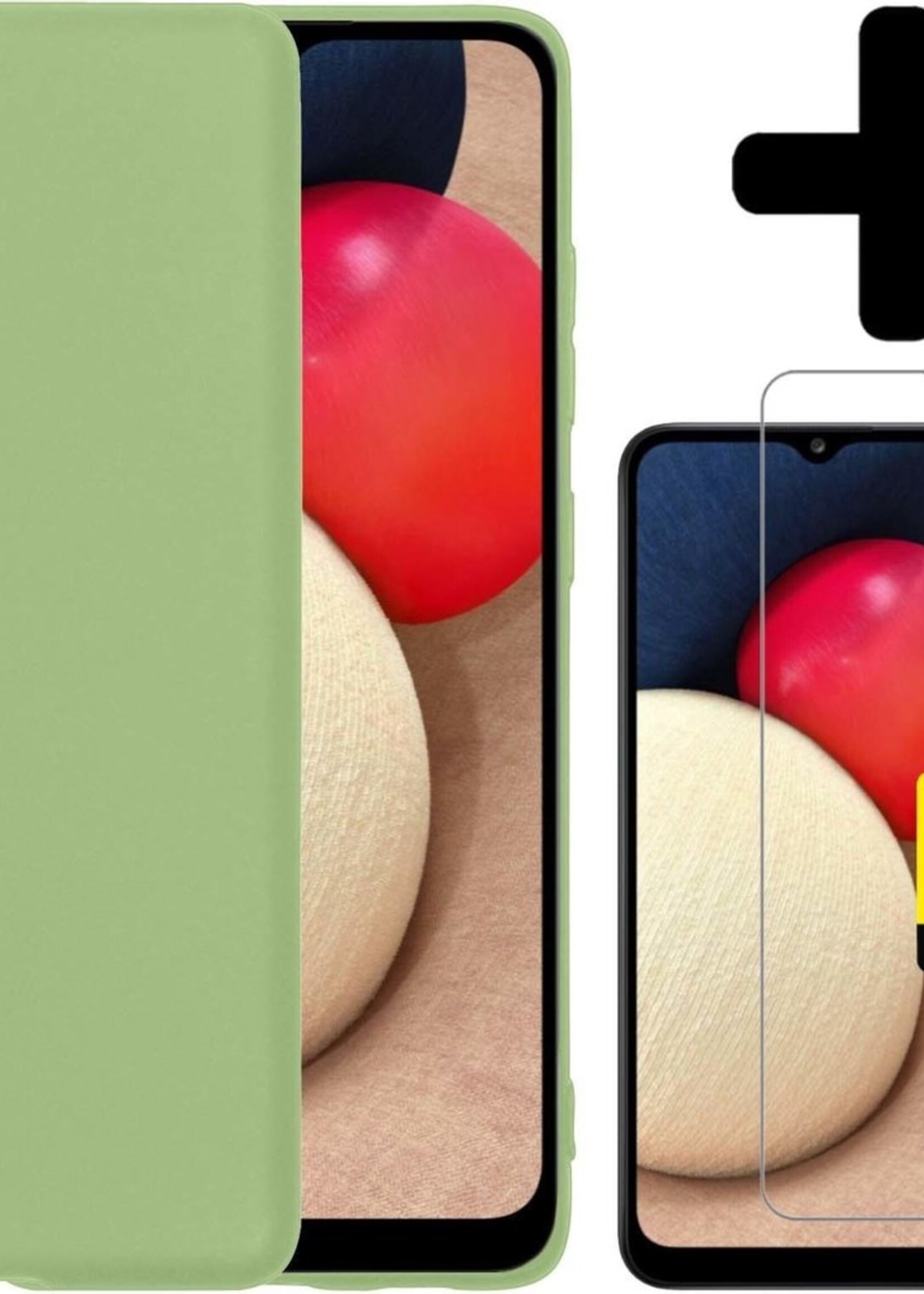 LUQ Hoesje Geschikt voor Samsung A02s Hoesje Siliconen Case Met 2x Screenprotector - Hoes Geschikt voor Samsung Galaxy A02s Hoes Siliconen - Groen