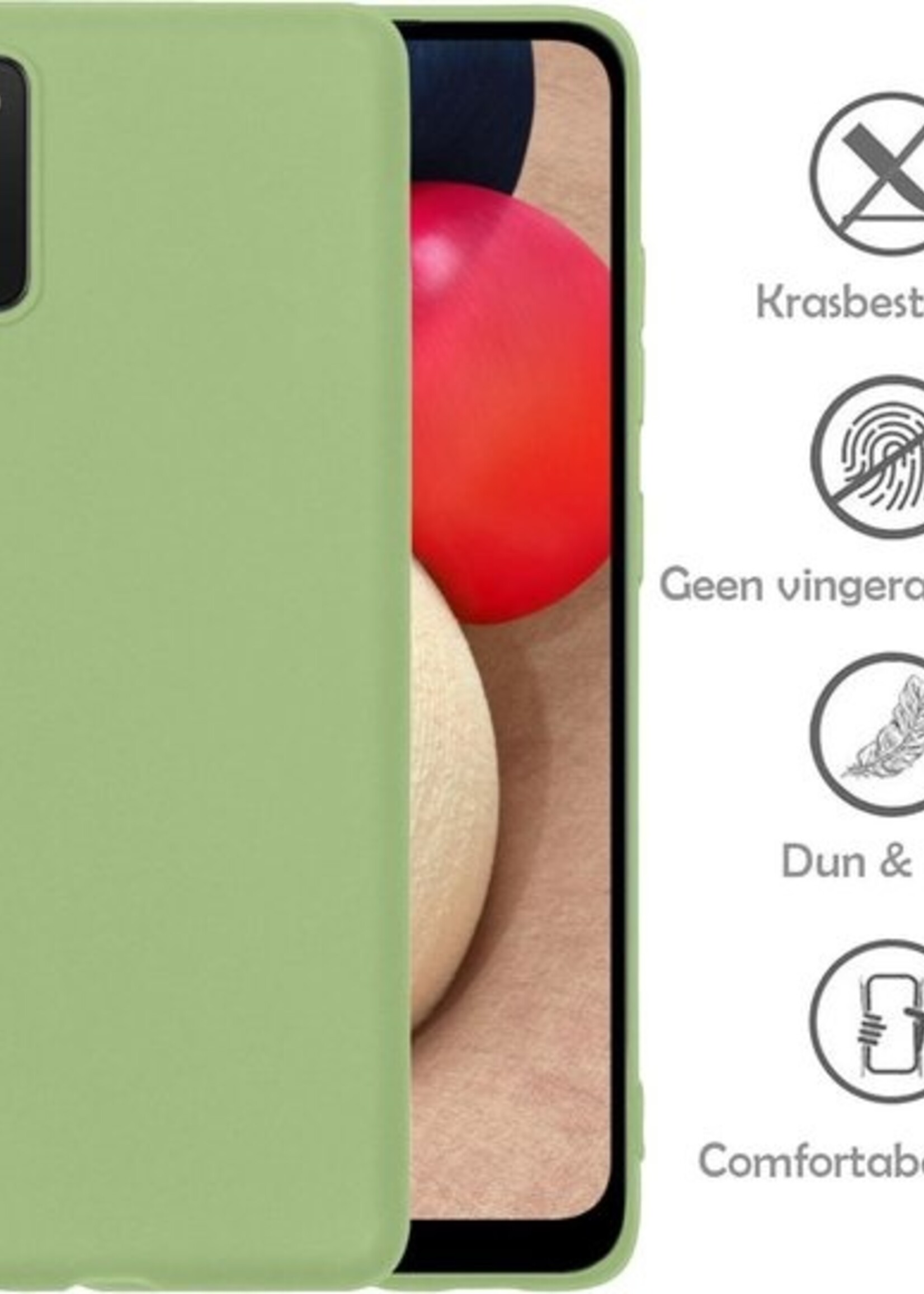 LUQ Hoesje Geschikt voor Samsung A02s Hoesje Siliconen Case Met 2x Screenprotector - Hoes Geschikt voor Samsung Galaxy A02s Hoes Siliconen - Groen