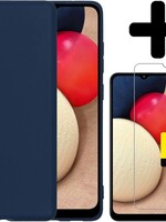 LUQ LUQ Samsung Galaxy A02s hoesje siliconen donkerblauw + 2x screenprotector