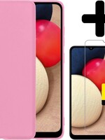 LUQ LUQ Samsung Galaxy A02s hoesje siliconen lichtroze + 2x screenprotector