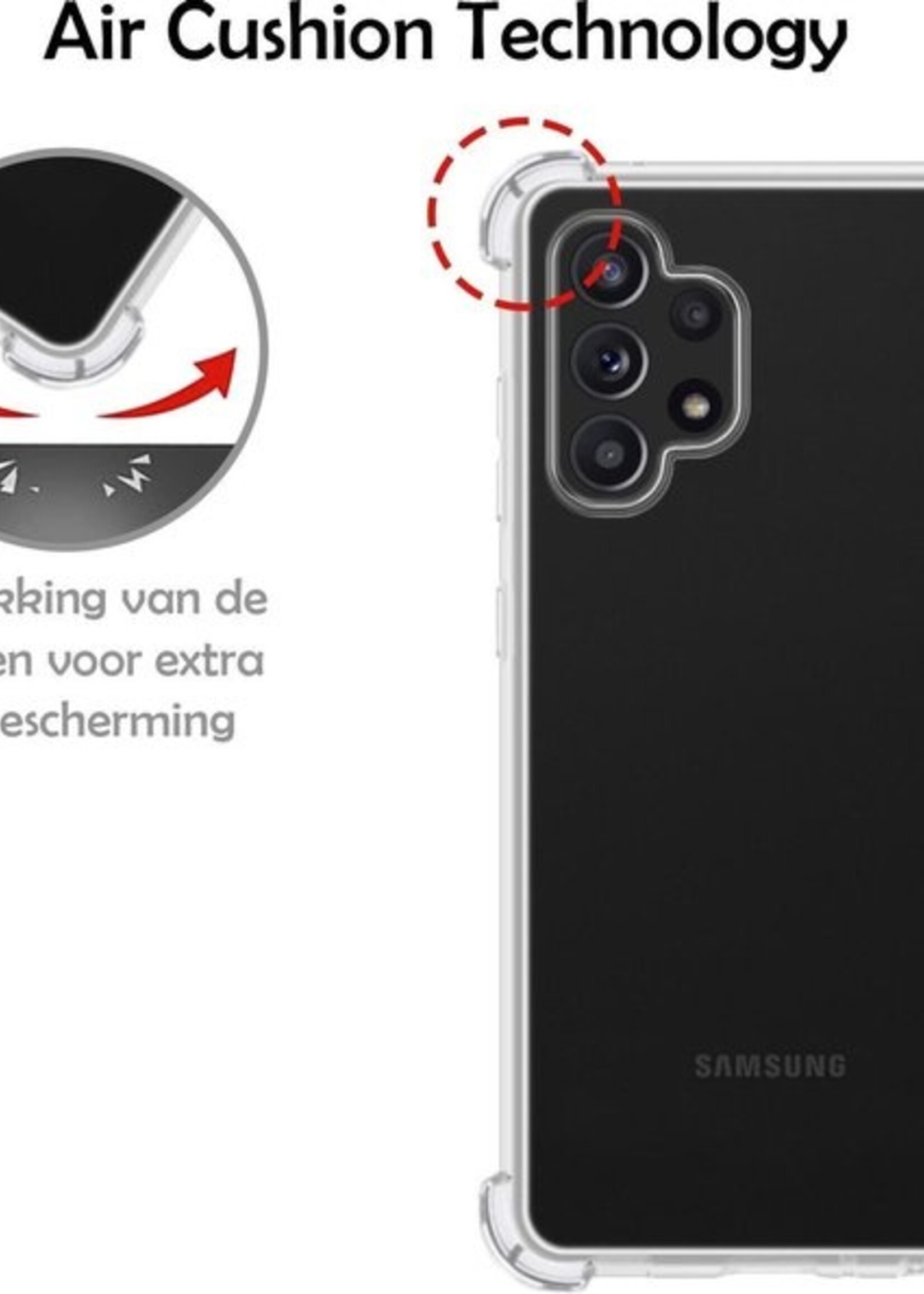 LUQ Hoesje Geschikt voor Samsung A32 5G Hoesje Shockproof Case Siliconen Met Screenprotector - Hoes Geschikt voor Samsung Galaxy A32 5G Hoes Cover Siliconen - Transparant