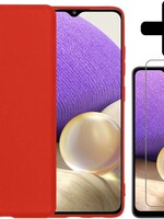 LUQ LUQ Samsung Galaxy A32 5G hoesje siliconen rood + screenprotector