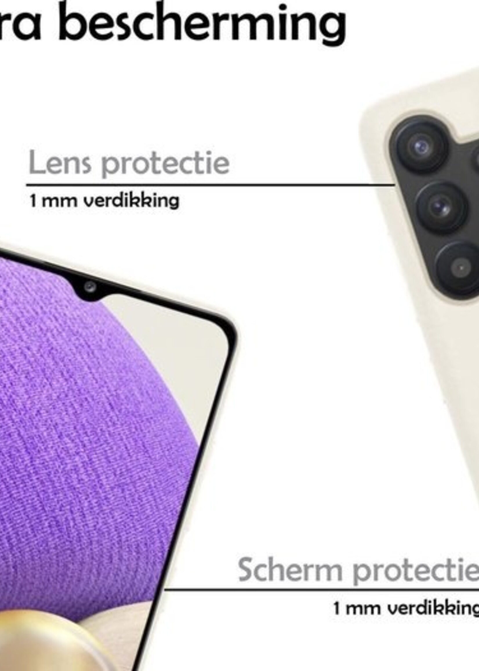 LUQ Hoesje Geschikt voor Samsung A32 5G Hoesje Siliconen Case Met Screenprotector - Hoes Geschikt voor Samsung Galaxy A32 5G Hoes Siliconen - Wit