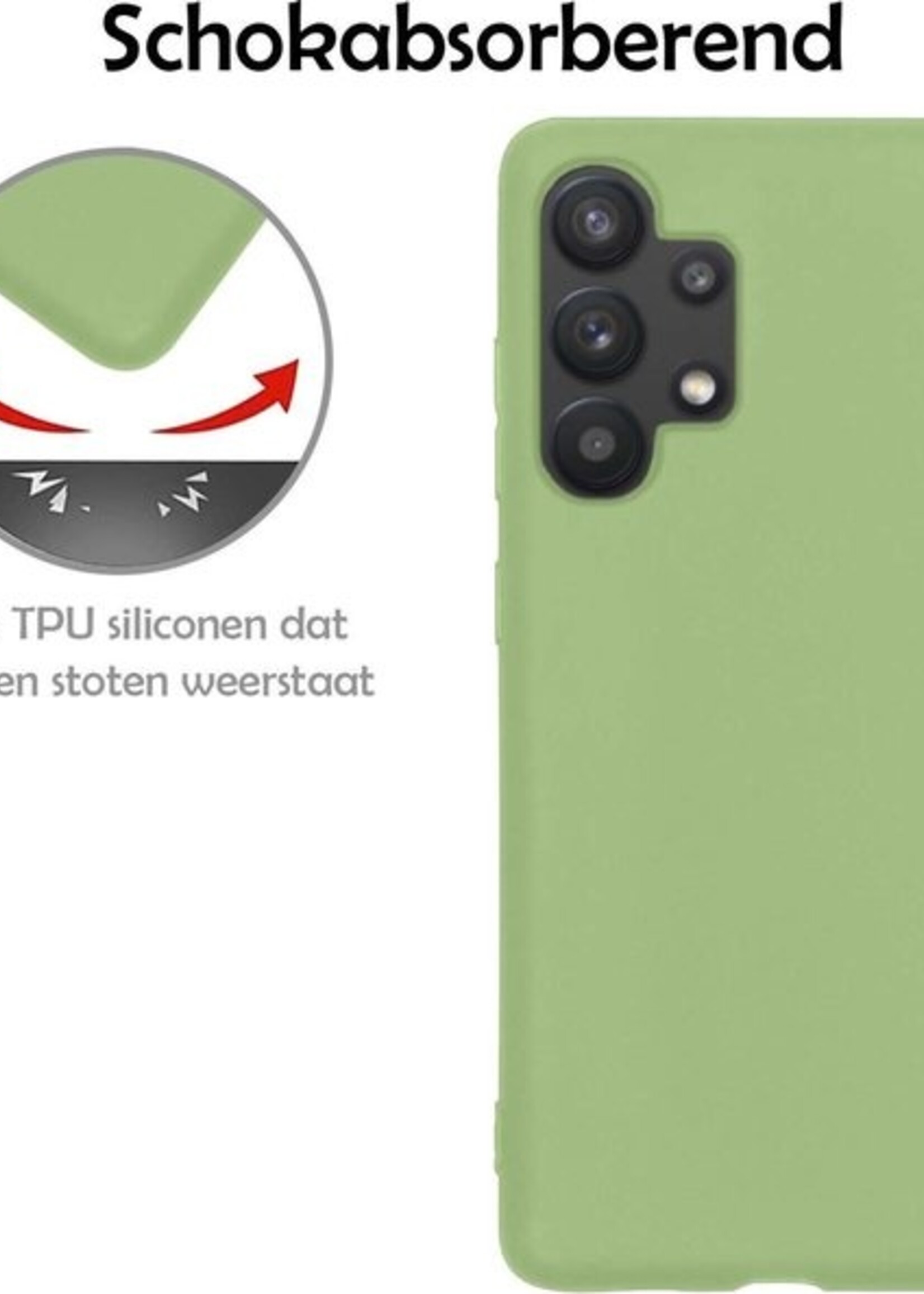 LUQ Hoesje Geschikt voor Samsung A32 5G Hoesje Siliconen Case Met Screenprotector - Hoes Geschikt voor Samsung Galaxy A32 5G Hoes Siliconen - Groen