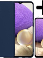 LUQ LUQ Samsung Galaxy A32 5G hoesje siliconen donkerblauw + screenprotector
