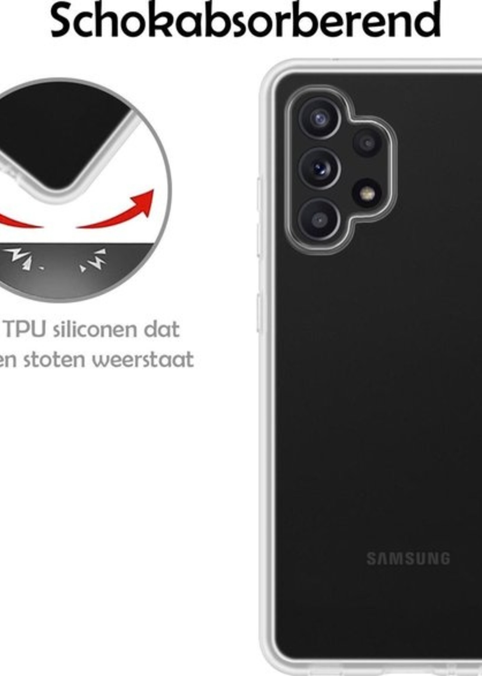 LUQ Hoesje Geschikt voor Samsung A32 5G Hoesje Siliconen Case Met 2x Screenprotector - Hoes Geschikt voor Samsung Galaxy A32 5G Hoes Siliconen - Transparant
