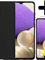 LUQ LUQ Samsung Galaxy A32 5G hoesje siliconen zwart + 2x screenprotector