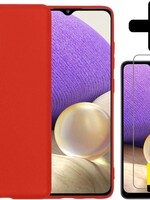LUQ LUQ Samsung Galaxy A32 5G hoesje siliconen rood + 2x screenprotector