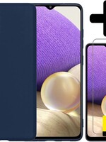 LUQ LUQ Samsung Galaxy A32 5G hoesje siliconen donkerblauw + 2x screenprotector