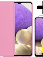 LUQ LUQ Samsung Galaxy A32 5G hoesje siliconen lichtroze + 2x screenprotector