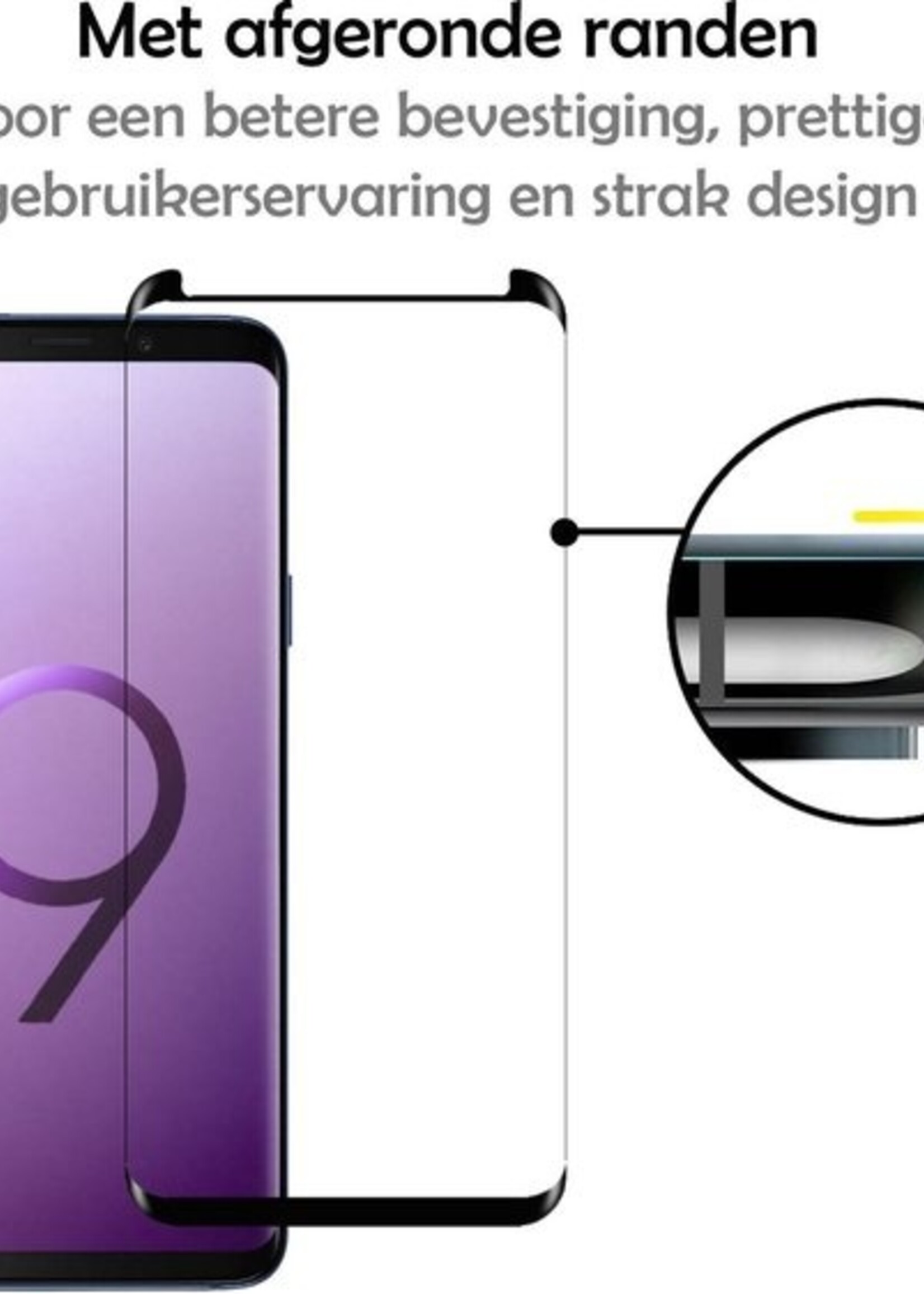 LUQ Screenprotector Geschikt voor Samsung S9 Screenprotector Glas Full Cover - Screenprotector Geschikt voor Samsung Galaxy S9 Screenprotector Full Cover - 2 Stuks