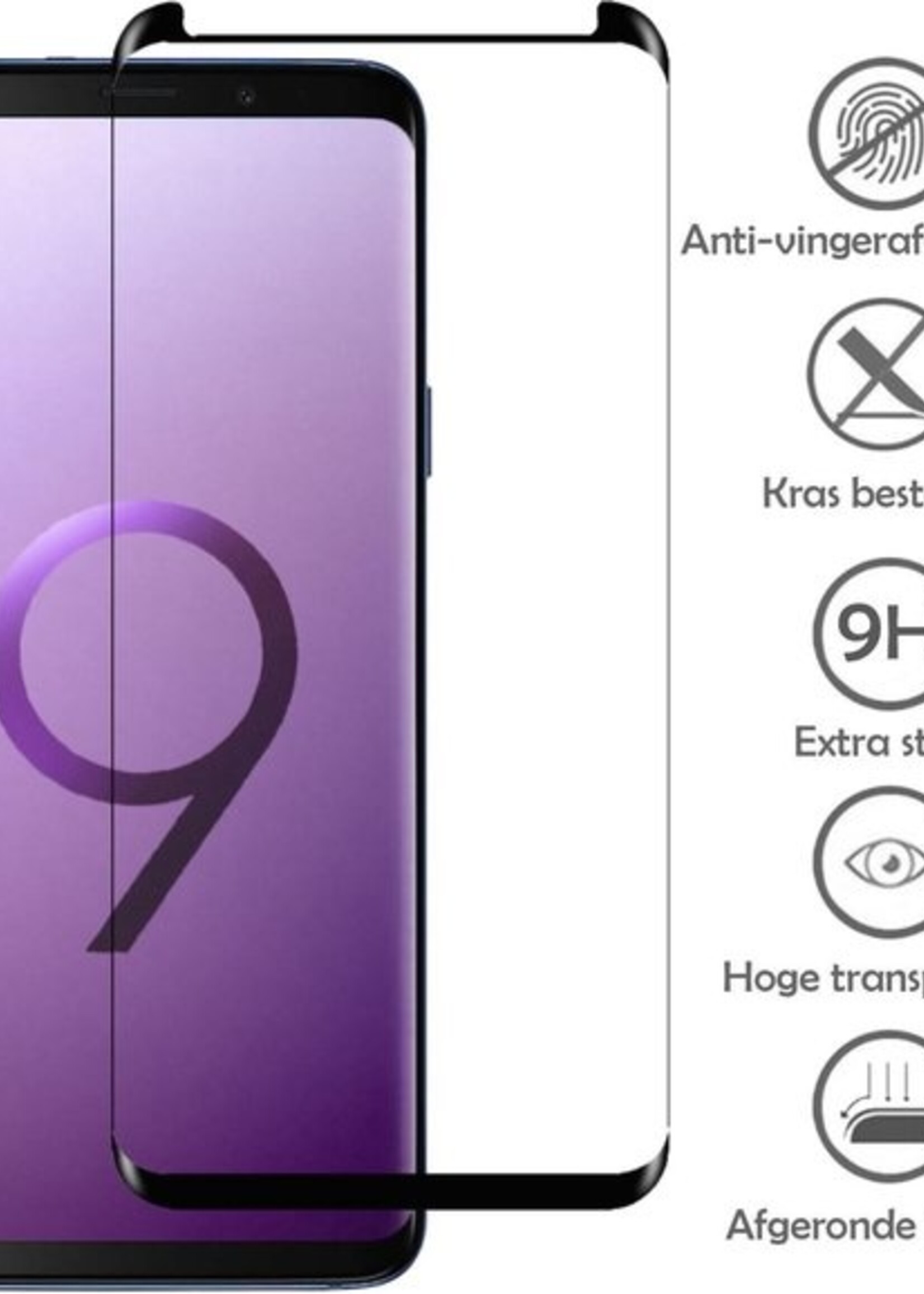 LUQ Screenprotector Geschikt voor Samsung S9 Screenprotector Glas Full Cover - Screenprotector Geschikt voor Samsung Galaxy S9 Screenprotector Full Cover - 3 Stuks