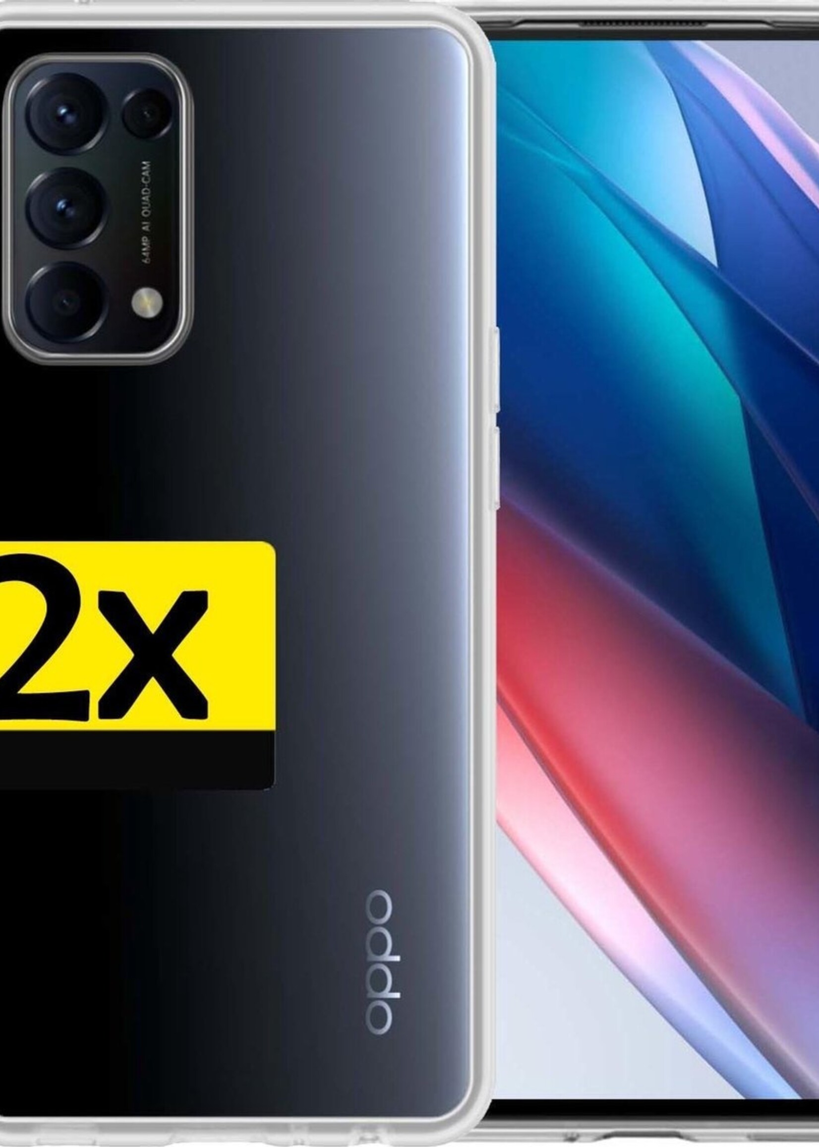 LUQ Hoesje Geschikt voor OPPO Find X3 Lite Hoesje Siliconen Case - Hoes Geschikt voor OPPO X3 Lite Hoes Siliconen - Transparant - 2 Stuks