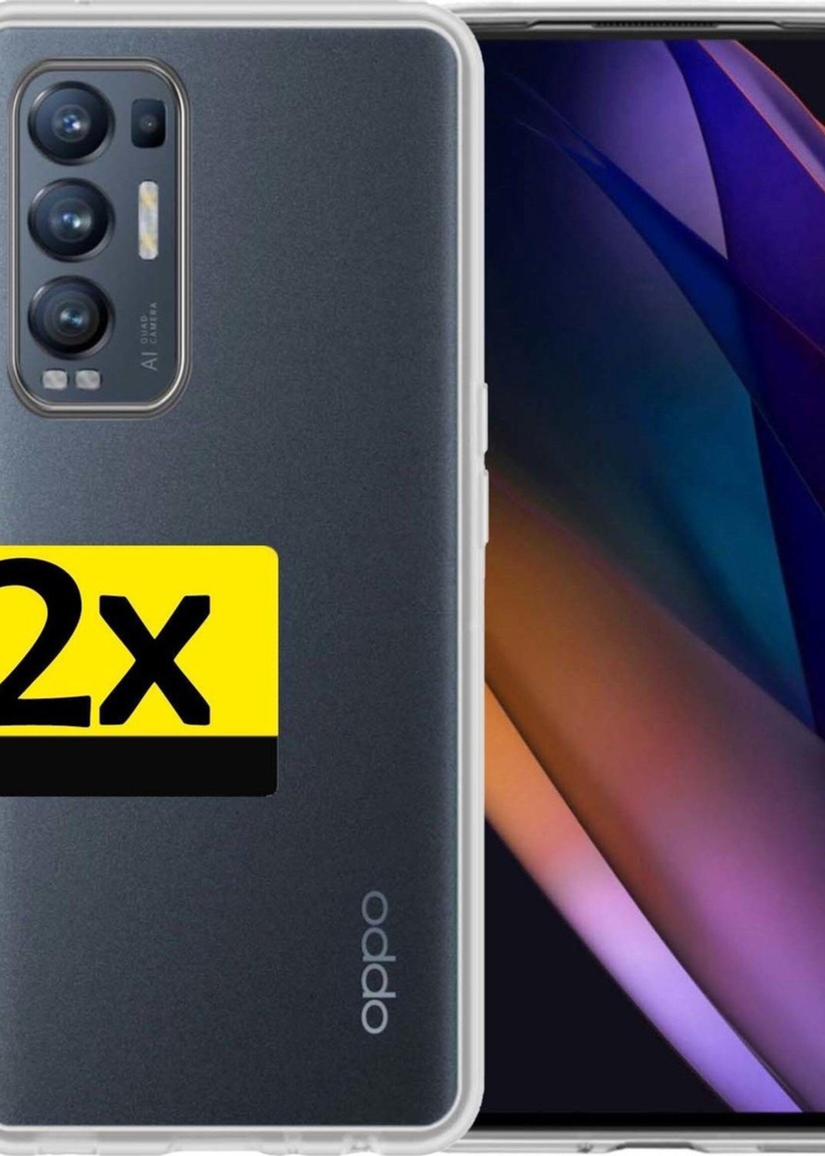 LUQ Hoesje Geschikt voor OPPO Find X3 Neo Hoesje Siliconen Case - Hoes Geschikt voor OPPO X3 Neo Hoes Siliconen - Transparant - 2 Stuks