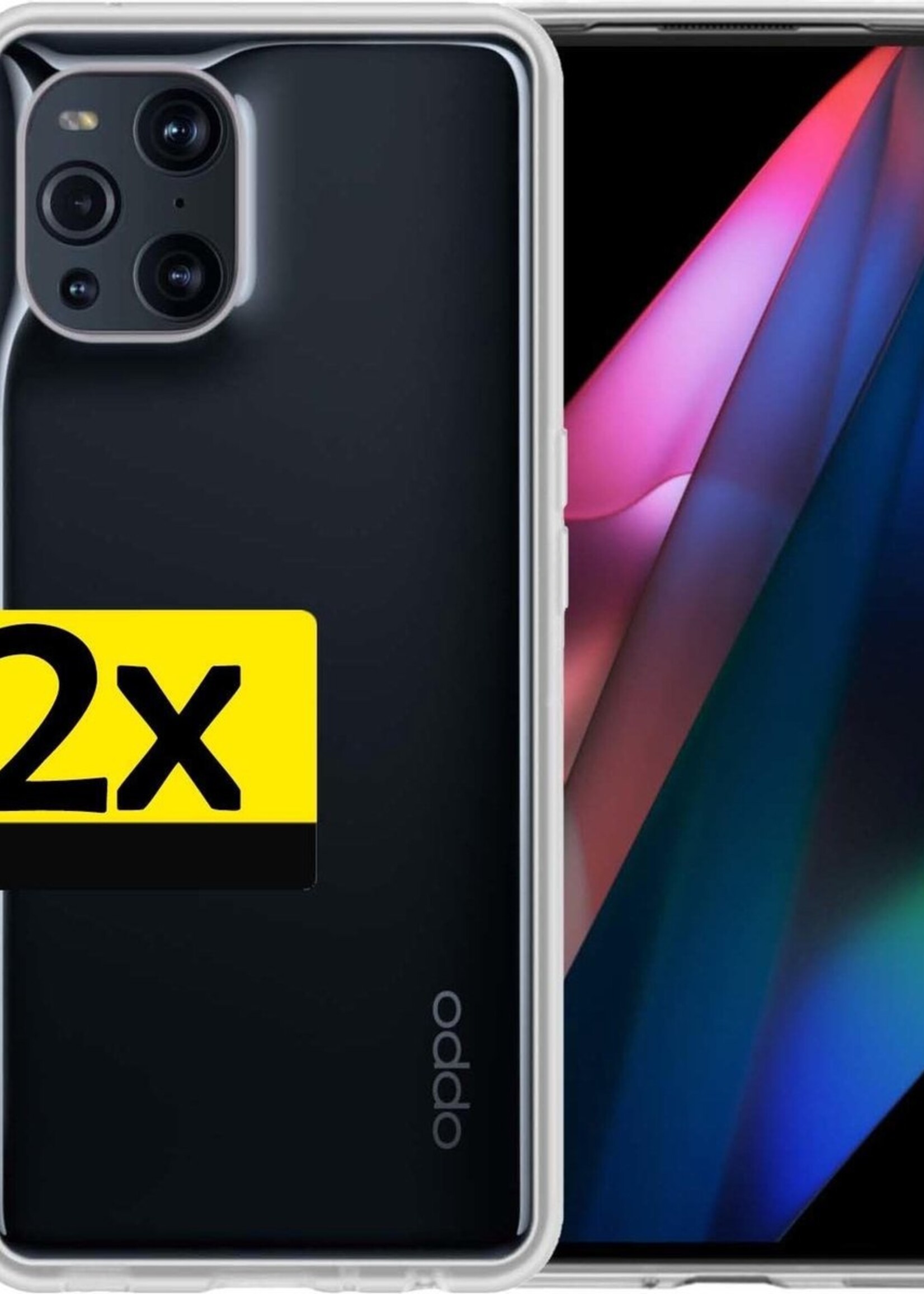 LUQ Hoesje Geschikt voor OPPO Find X3 Pro Hoesje Siliconen Case - Hoes Geschikt voor OPPO X3 Pro Hoes Siliconen - Transparant - 2 Stuks