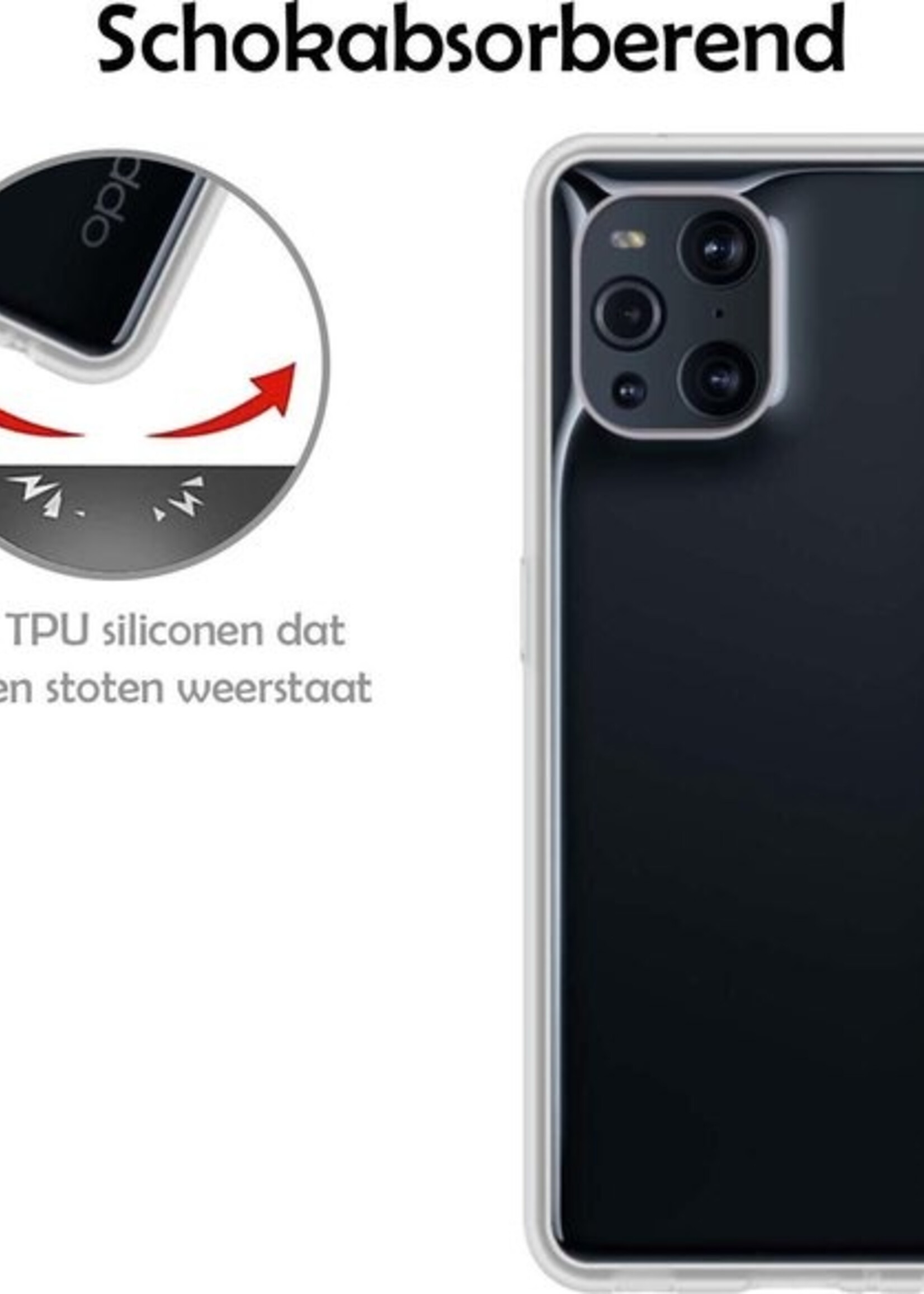 LUQ Hoesje Geschikt voor OPPO Find X3 Pro Hoesje Siliconen Case - Hoes Geschikt voor OPPO X3 Pro Hoes Siliconen - Transparant - 2 Stuks