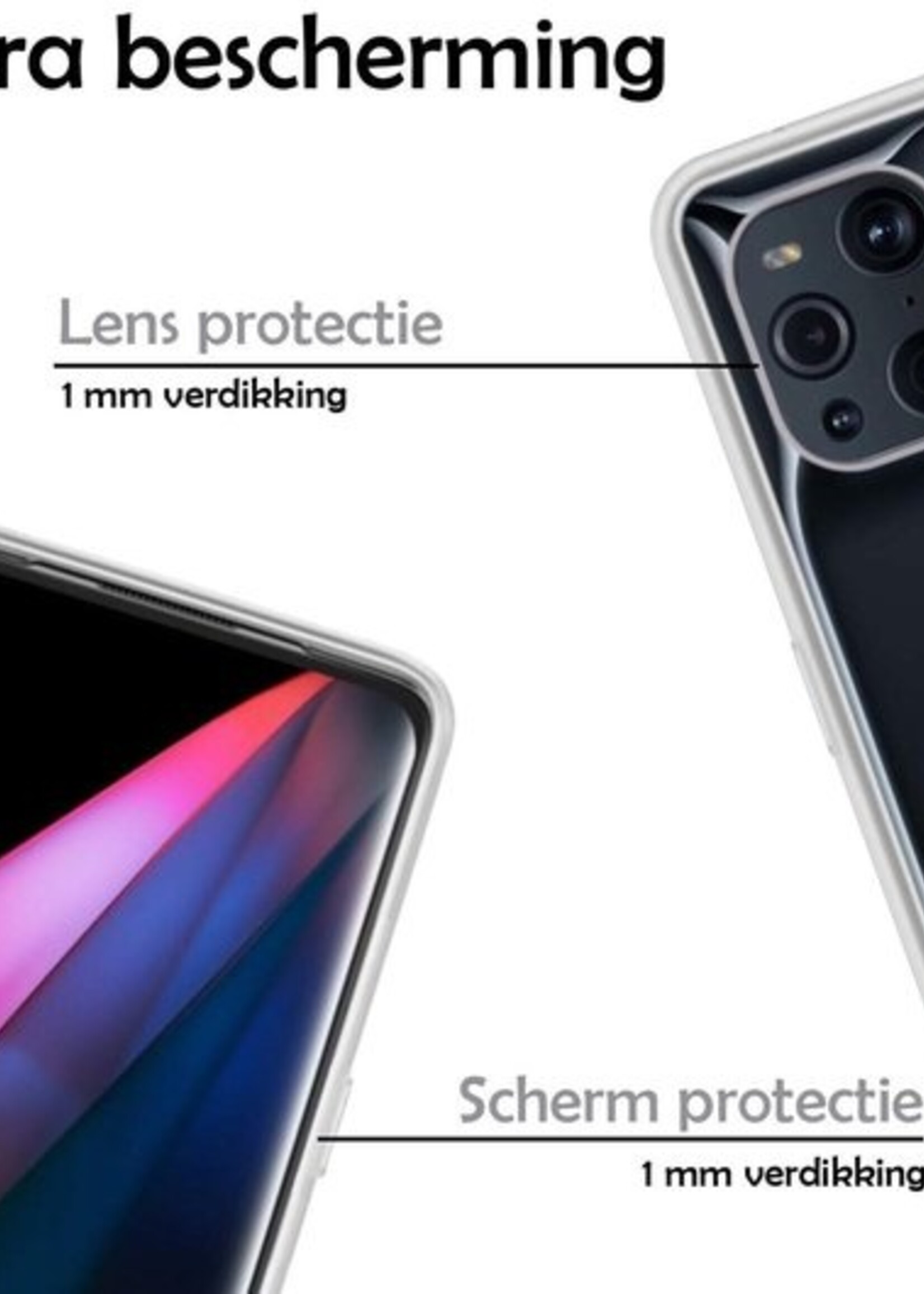 LUQ Hoesje Geschikt voor OPPO Find X3 Pro Hoesje Siliconen Case - Hoes Geschikt voor OPPO X3 Pro Hoes Siliconen - Transparant - 2 Stuks