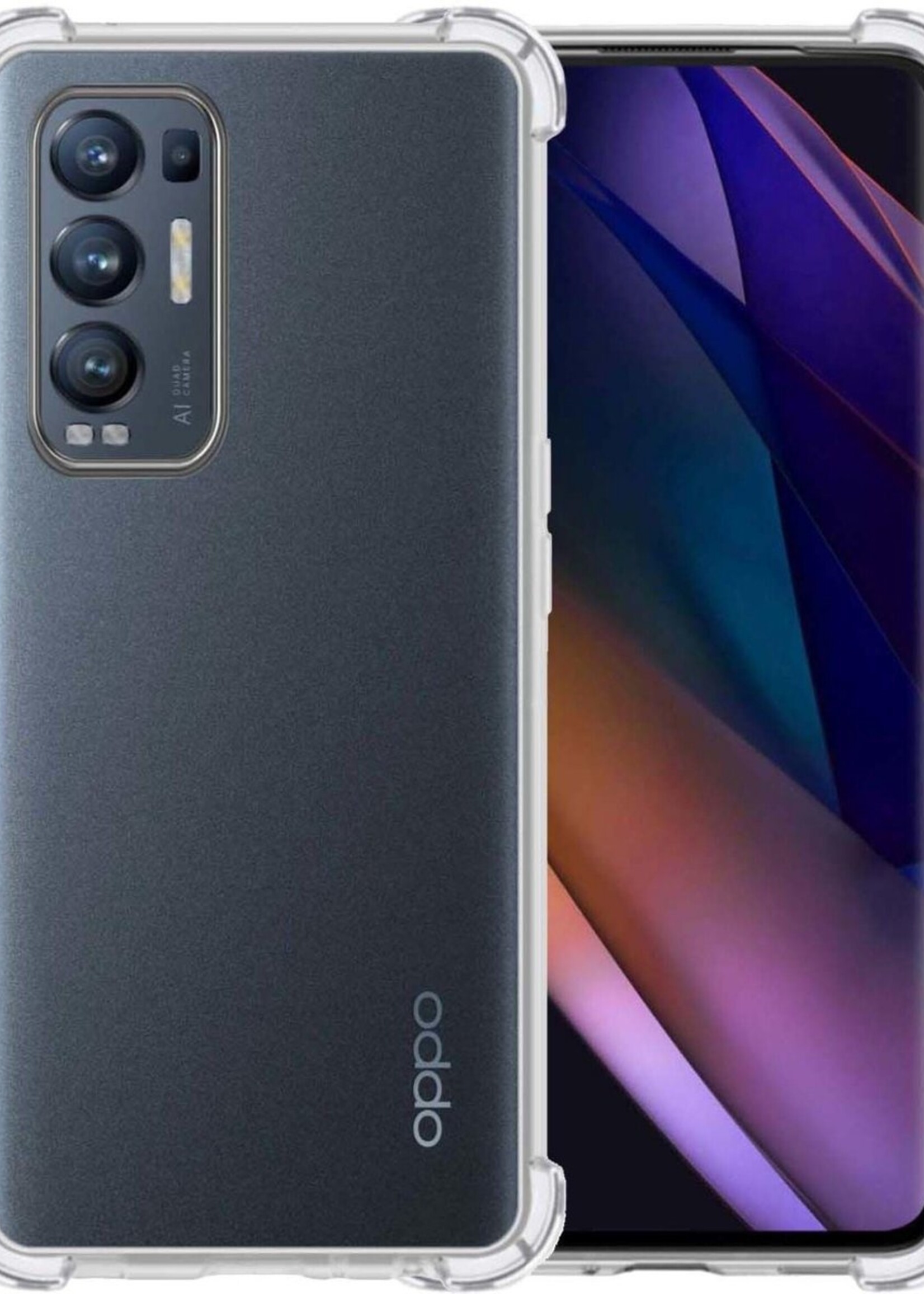 LUQ Hoesje Geschikt voor OPPO Find X3 Neo Hoesje Shockproof Case Siliconen - Hoes Geschikt voor OPPO X3 Neo Hoes Cover Siliconen - Transparant