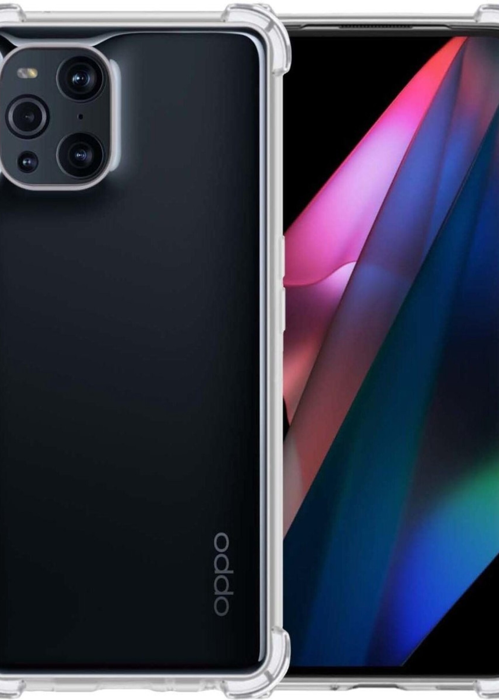 LUQ Hoesje Geschikt voor OPPO Find X3 Pro Hoesje Shockproof Case Siliconen - Hoes Geschikt voor OPPO X3 Pro Hoes Cover Siliconen - Transparant
