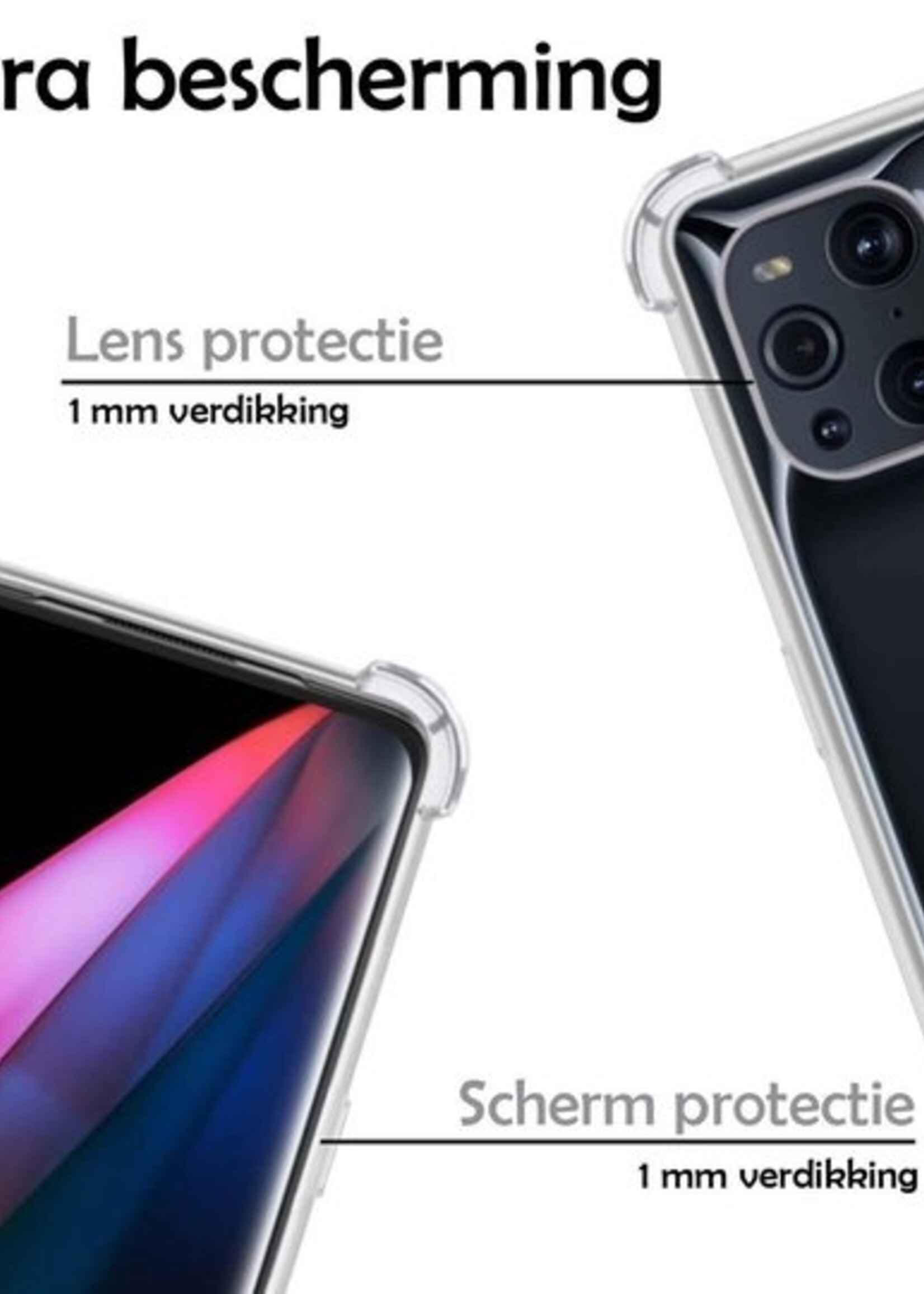LUQ Hoesje Geschikt voor OPPO Find X3 Pro Hoesje Shockproof Case Siliconen - Hoes Geschikt voor OPPO X3 Pro Hoes Cover Siliconen - Transparant