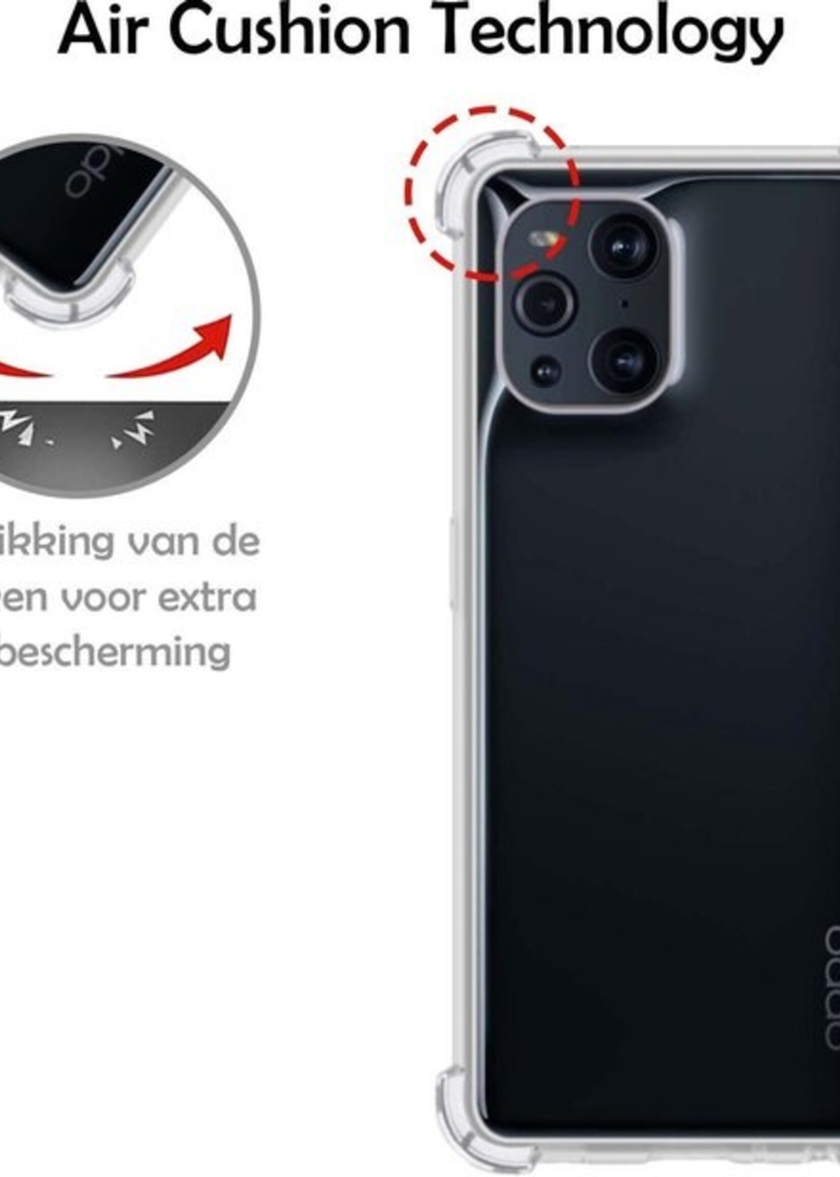 LUQ Hoesje Geschikt voor OPPO Find X3 Pro Hoesje Shockproof Case Siliconen - Hoes Geschikt voor OPPO X3 Pro Hoes Cover Siliconen - Transparant