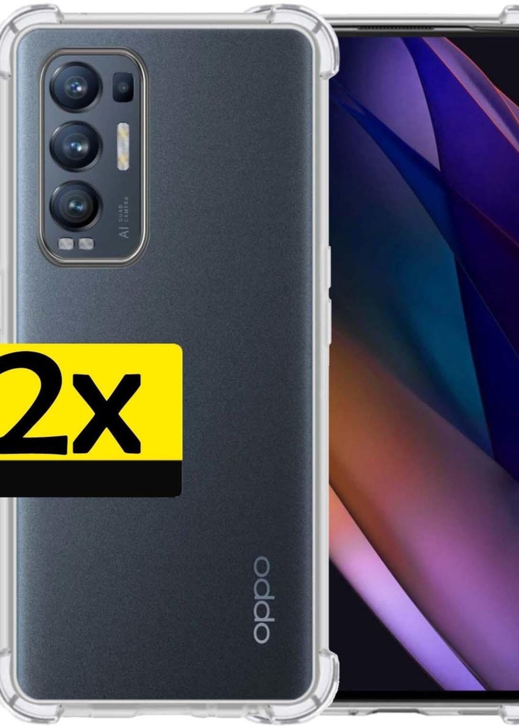 LUQ Hoesje Geschikt voor OPPO Find X3 Neo Hoesje Shockproof Case Siliconen - Hoes Geschikt voor OPPO X3 Neo Hoes Cover Siliconen - Transparant - 2 Stuks
