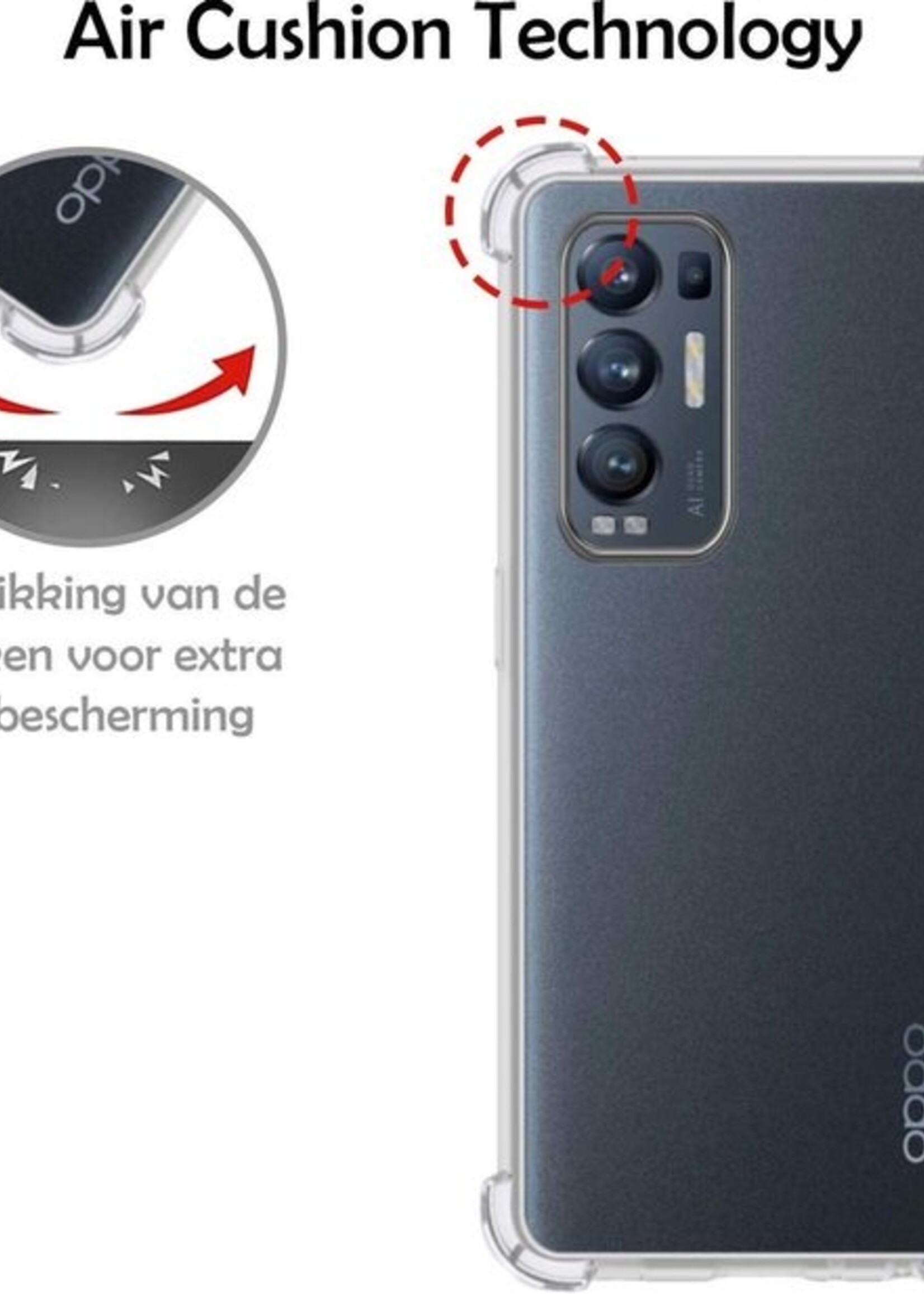 LUQ Hoesje Geschikt voor OPPO Find X3 Neo Hoesje Shockproof Case Siliconen - Hoes Geschikt voor OPPO X3 Neo Hoes Cover Siliconen - Transparant - 2 Stuks