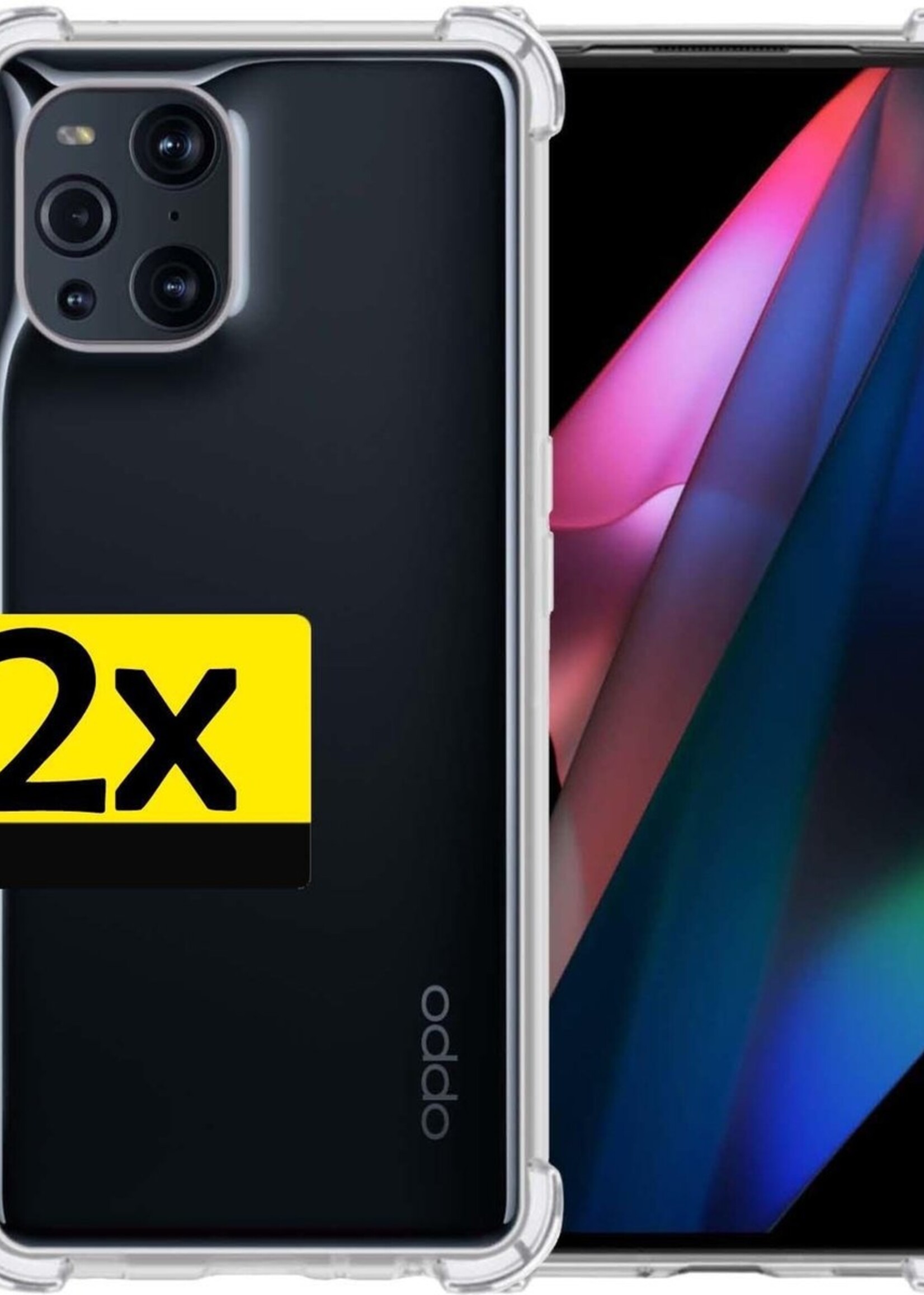 LUQ Hoesje Geschikt voor OPPO Find X3 Pro Hoesje Shockproof Case Siliconen - Hoes Geschikt voor OPPO X3 Pro Hoes Cover Siliconen - Transparant - 2 Stuks