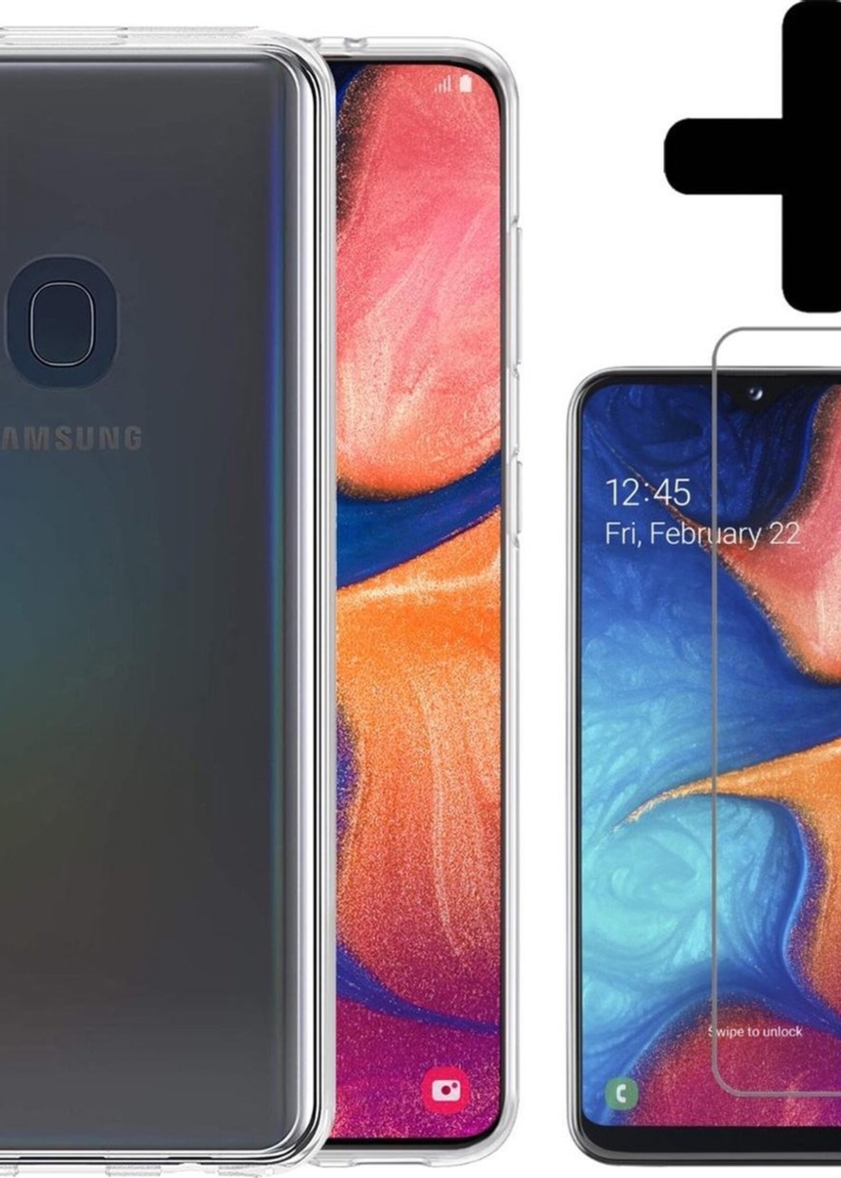 LUQ Hoesje Geschikt voor Samsung A20e Hoesje Siliconen Case Met Screenprotector - Hoes Geschikt voor Samsung Galaxy A20e Hoes Siliconen - Transparant