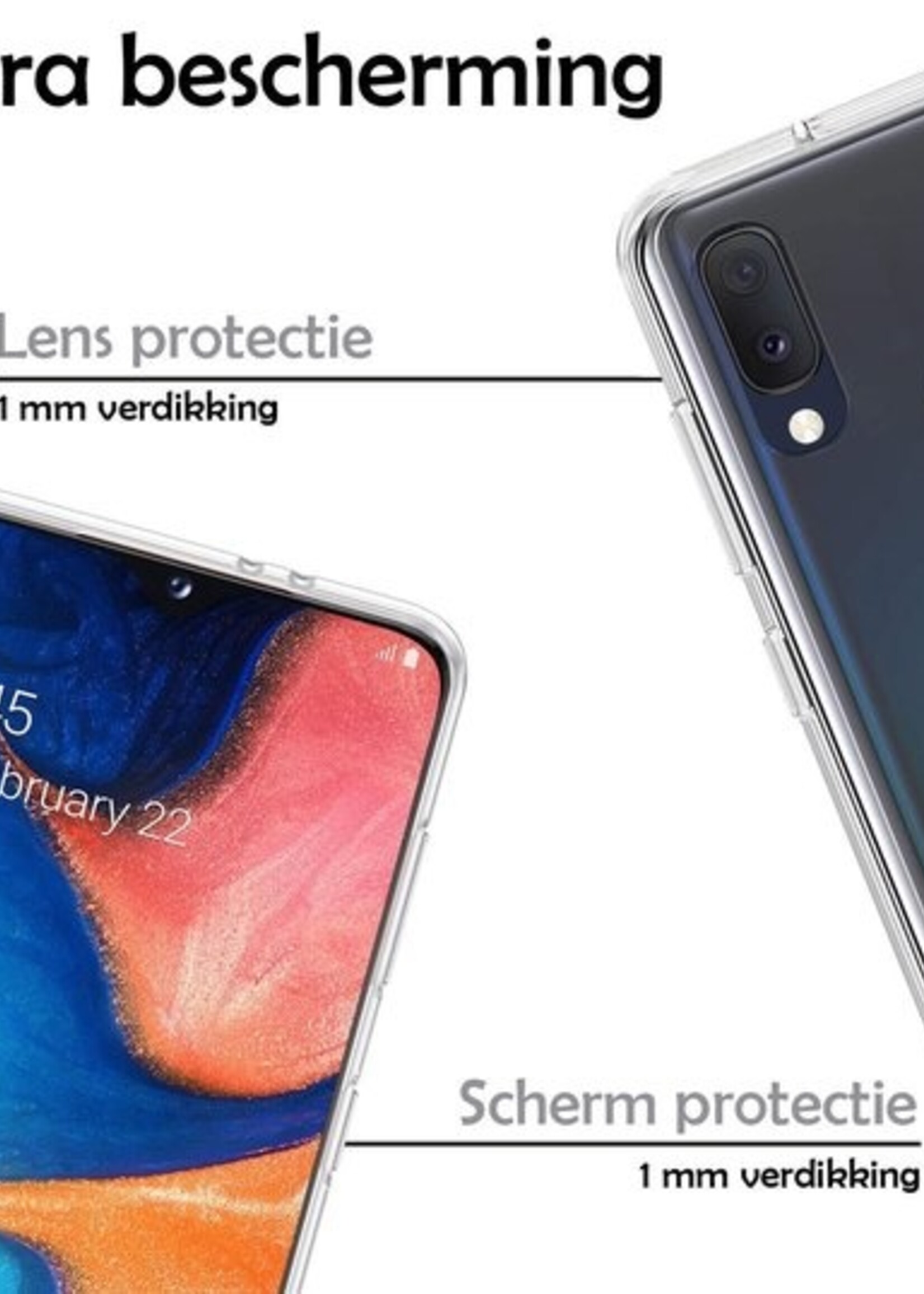 LUQ Hoesje Geschikt voor Samsung A20e Hoesje Siliconen Case Met Screenprotector - Hoes Geschikt voor Samsung Galaxy A20e Hoes Siliconen - Transparant
