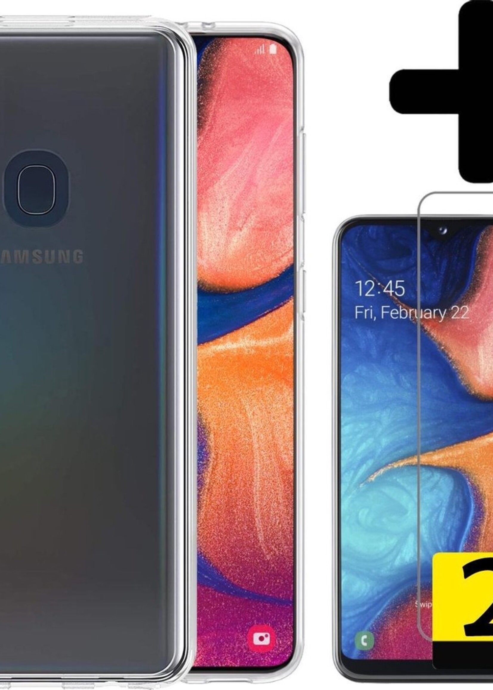 LUQ Hoesje Geschikt voor Samsung A20e Hoesje Siliconen Case Met 2x Screenprotector - Hoes Geschikt voor Samsung Galaxy A20e Hoes Siliconen - Transparant
