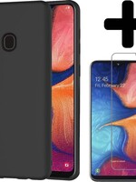 LUQ LUQ Samsung Galaxy A20e hoesje siliconen zwart + screenprotector