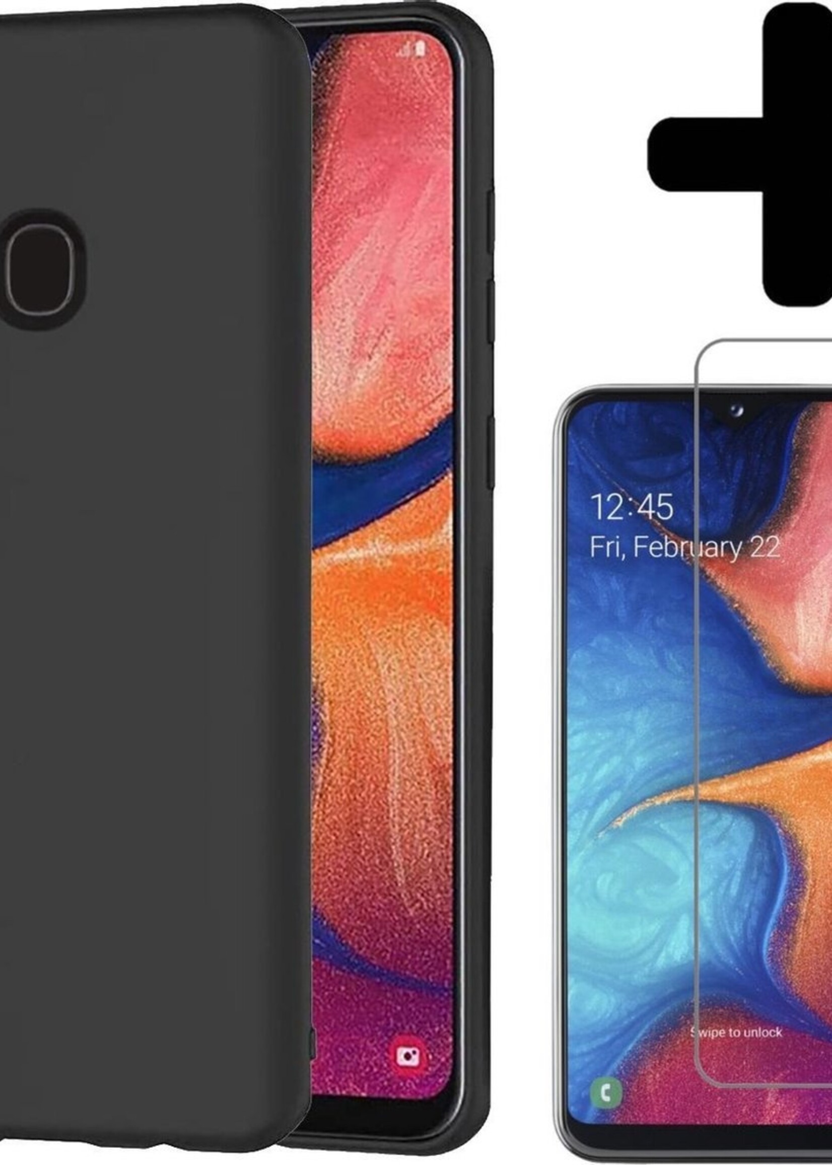 LUQ Hoesje Geschikt voor Samsung A20e Hoesje Siliconen Case Met Screenprotector - Hoes Geschikt voor Samsung Galaxy A20e Hoes Siliconen - Zwart