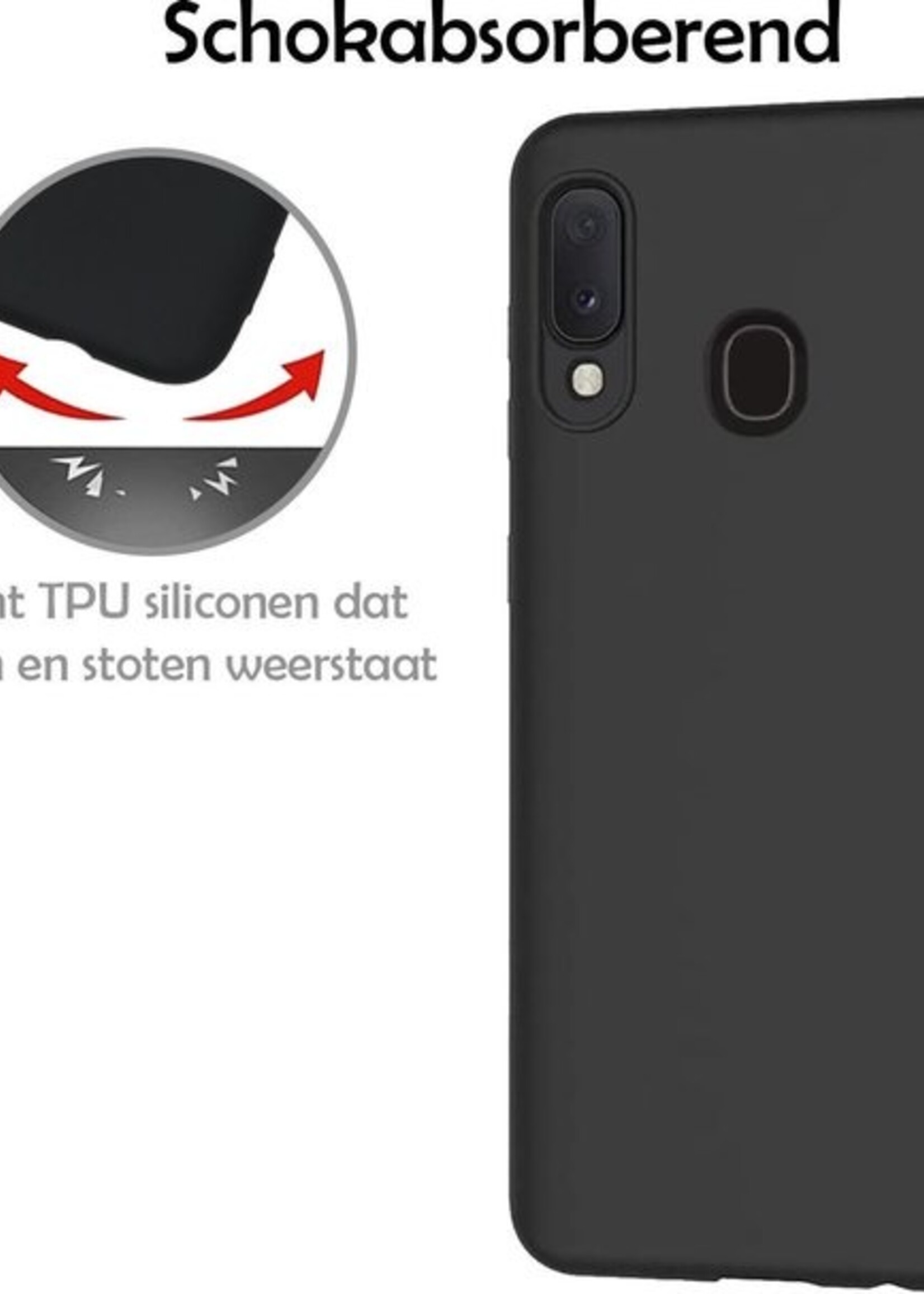 LUQ Hoesje Geschikt voor Samsung A20e Hoesje Siliconen Case Met Screenprotector - Hoes Geschikt voor Samsung Galaxy A20e Hoes Siliconen - Zwart