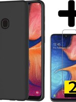 LUQ LUQ Samsung Galaxy A20e hoesje siliconen zwart + 2x screenprotector