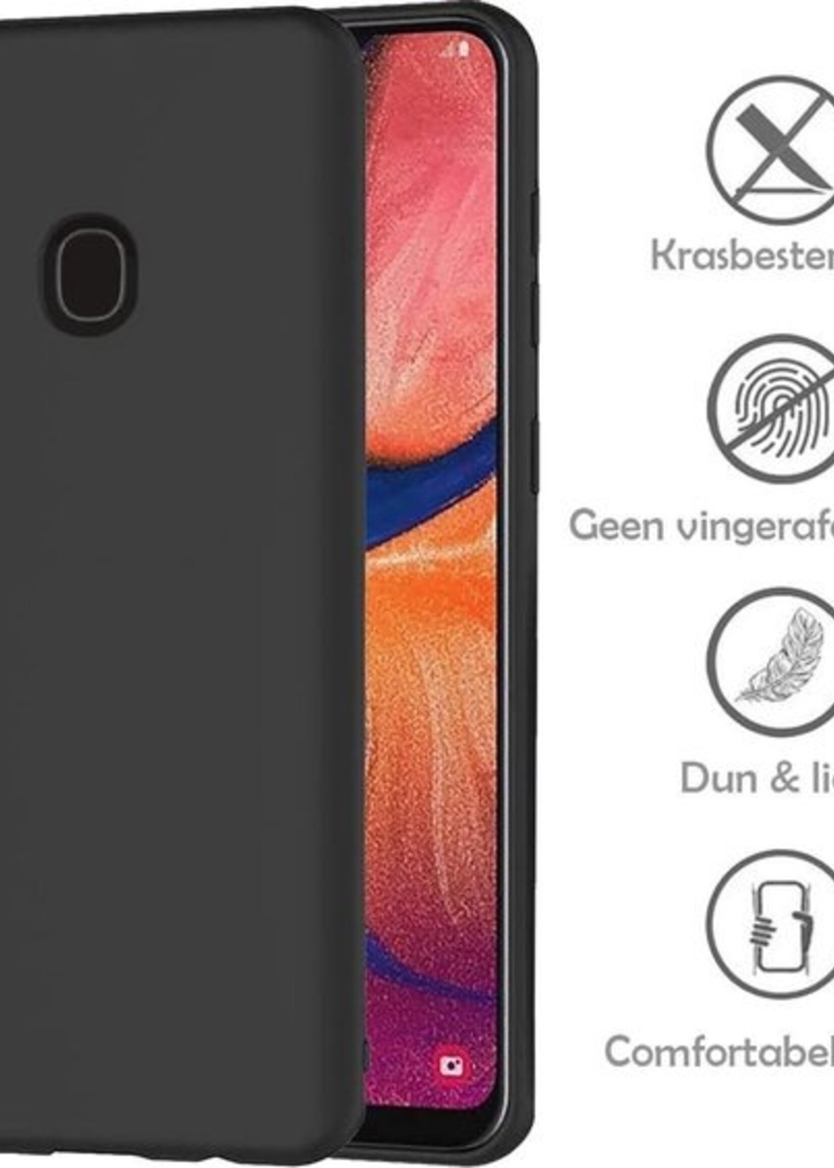 LUQ Hoesje Geschikt voor Samsung A20e Hoesje Siliconen Case Met 2x Screenprotector - Hoes Geschikt voor Samsung Galaxy A20e Hoes Siliconen - Zwart