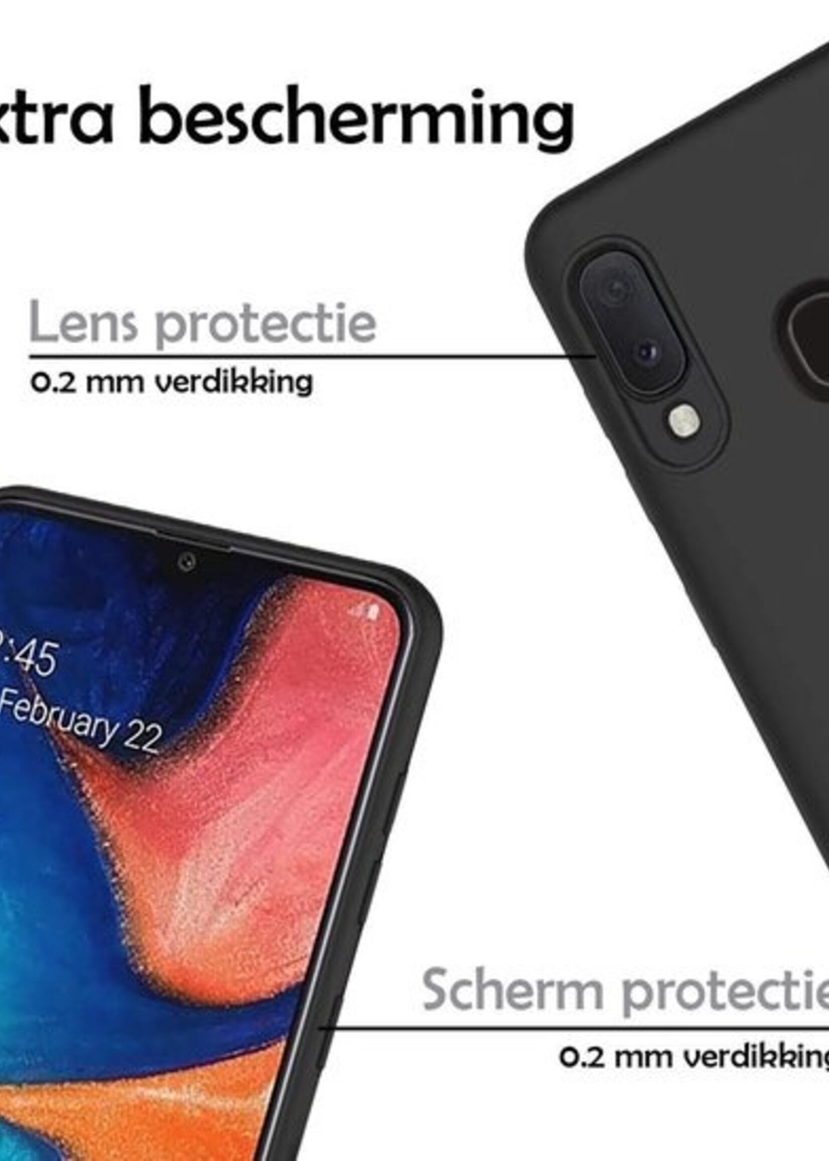 LUQ Hoesje Geschikt voor Samsung A20e Hoesje Siliconen Case Met 2x Screenprotector - Hoes Geschikt voor Samsung Galaxy A20e Hoes Siliconen - Zwart