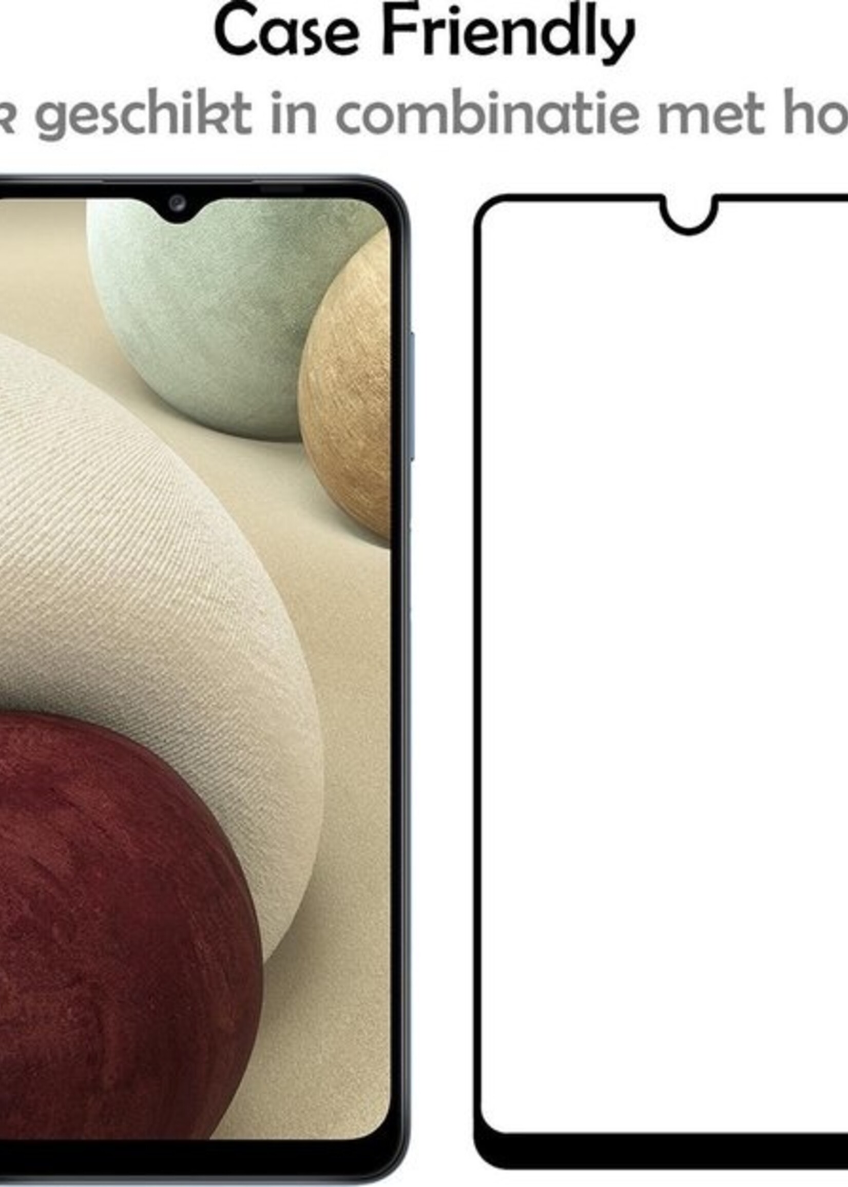 LUQ Screenprotector Geschikt voor Samsung A12 Screenprotector Glas Full Cover - Screenprotector Geschikt voor Samsung Galaxy A12 Screenprotector Full Cover