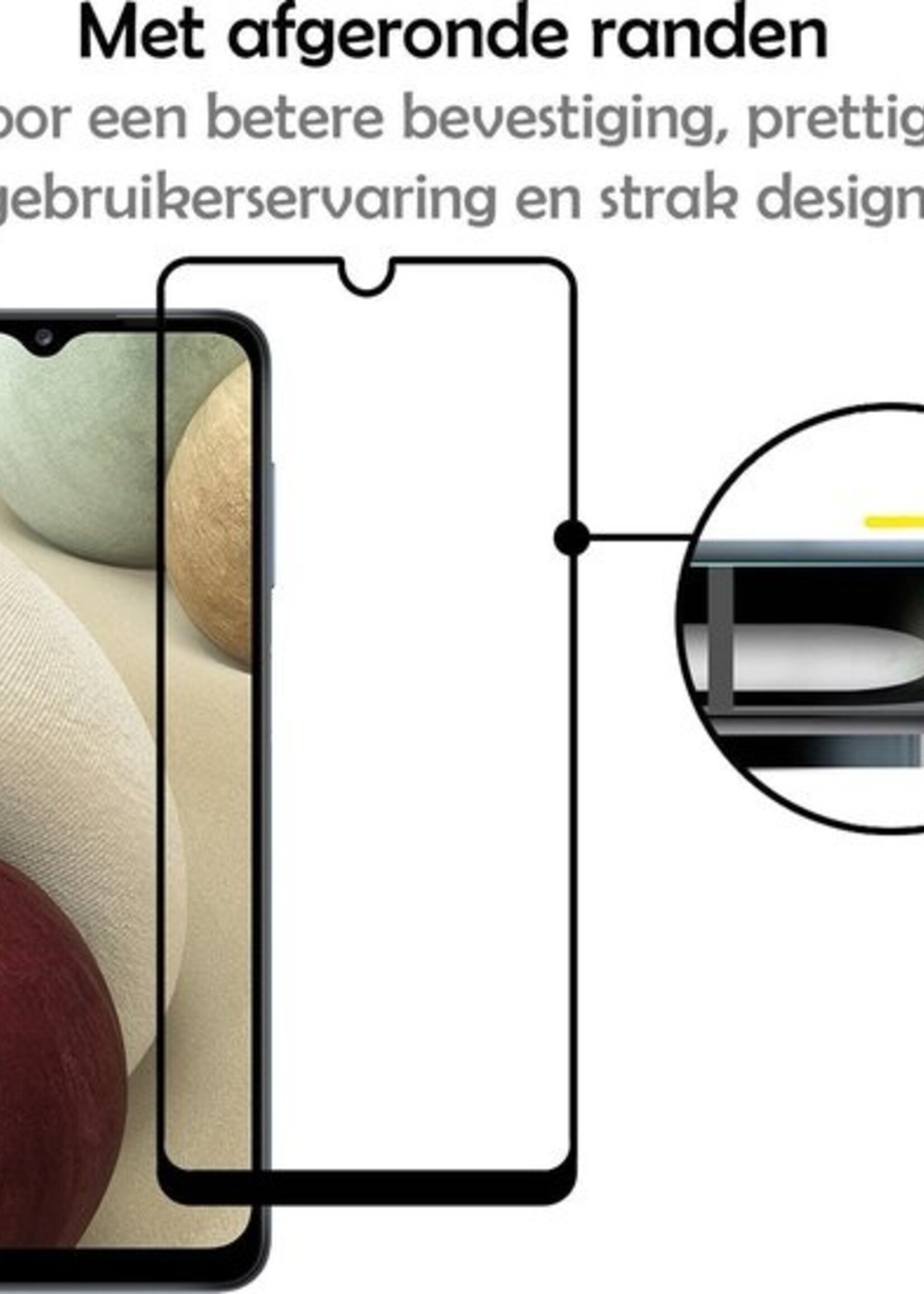 LUQ Screenprotector Geschikt voor Samsung A12 Screenprotector Glas Full Cover - Screenprotector Geschikt voor Samsung Galaxy A12 Screenprotector Full Cover