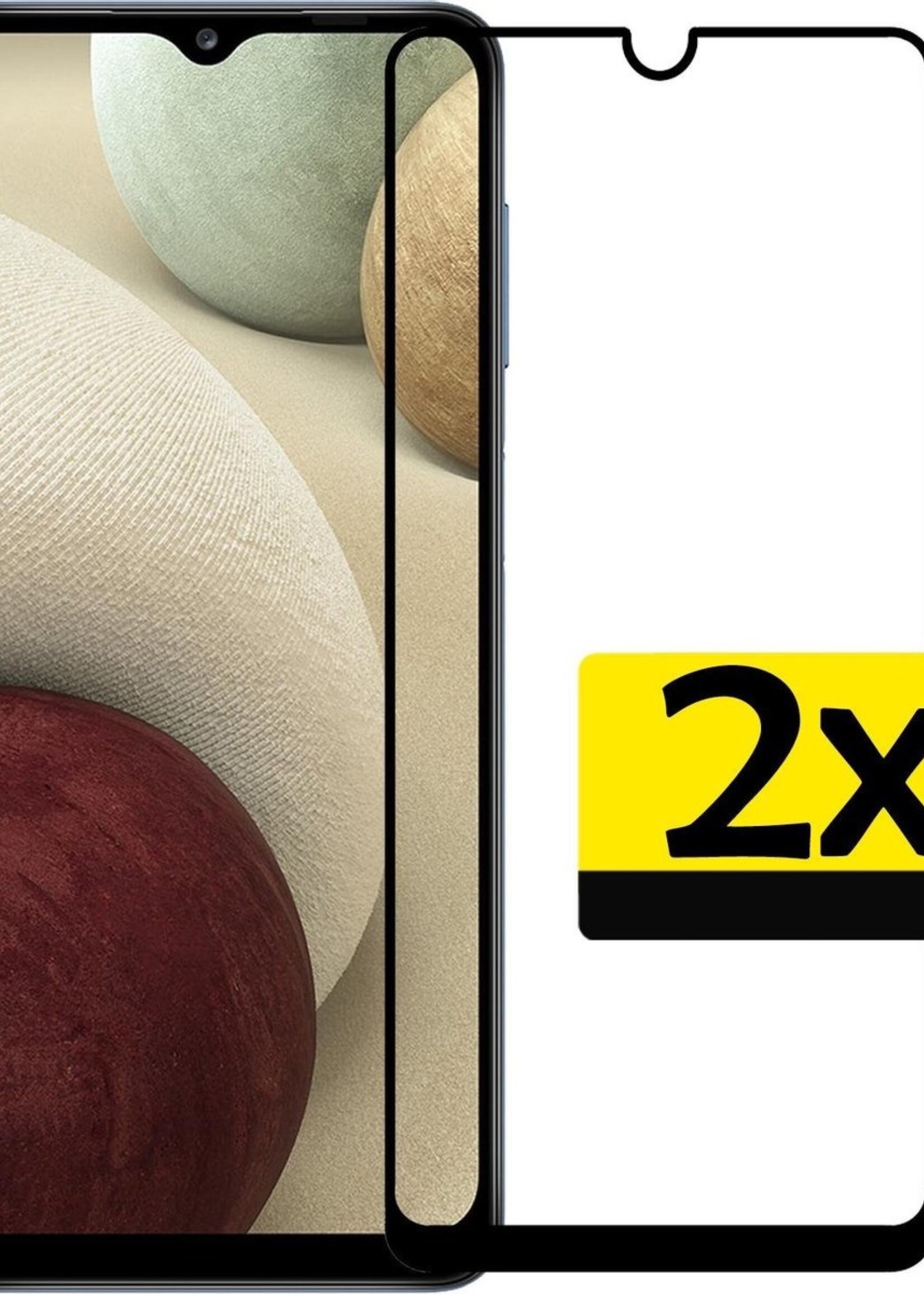 LUQ Screenprotector Geschikt voor Samsung A12 Screenprotector Glas Full Cover - Screenprotector Geschikt voor Samsung Galaxy A12 Screenprotector Full Cover - 2 Stuks