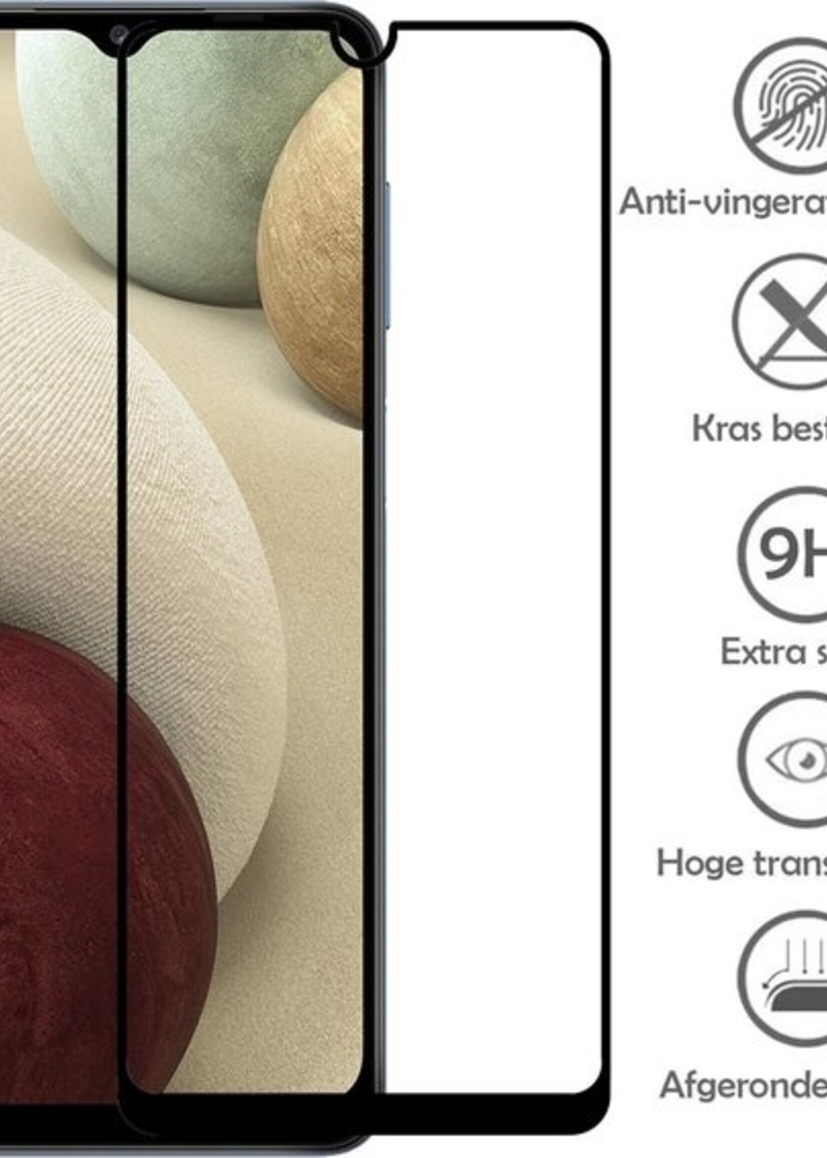 LUQ Screenprotector Geschikt voor Samsung A12 Screenprotector Glas Full Cover - Screenprotector Geschikt voor Samsung Galaxy A12 Screenprotector Full Cover - 3 Stuks