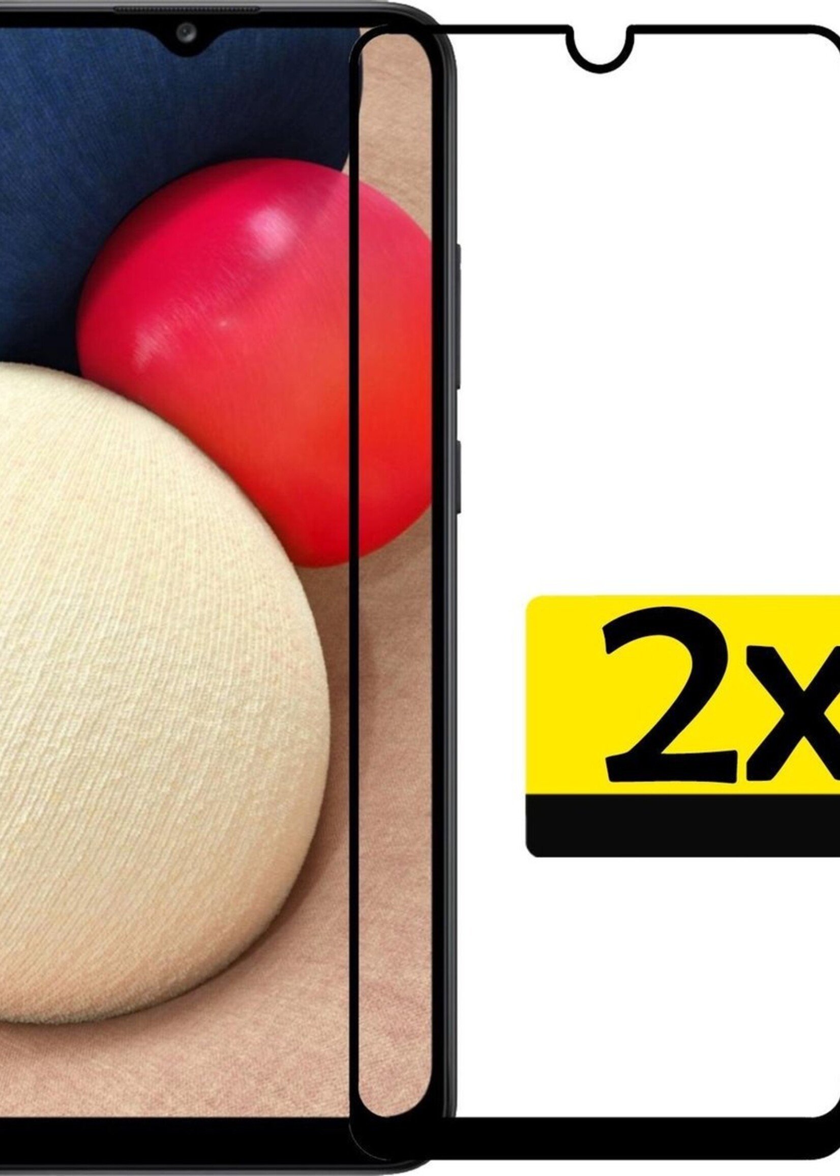 LUQ Screenprotector Geschikt voor Samsung A02s Screenprotector Glas Full Cover - Screenprotector Geschikt voor Samsung Galaxy A02s Screenprotector Full Cover - 2 Stuks