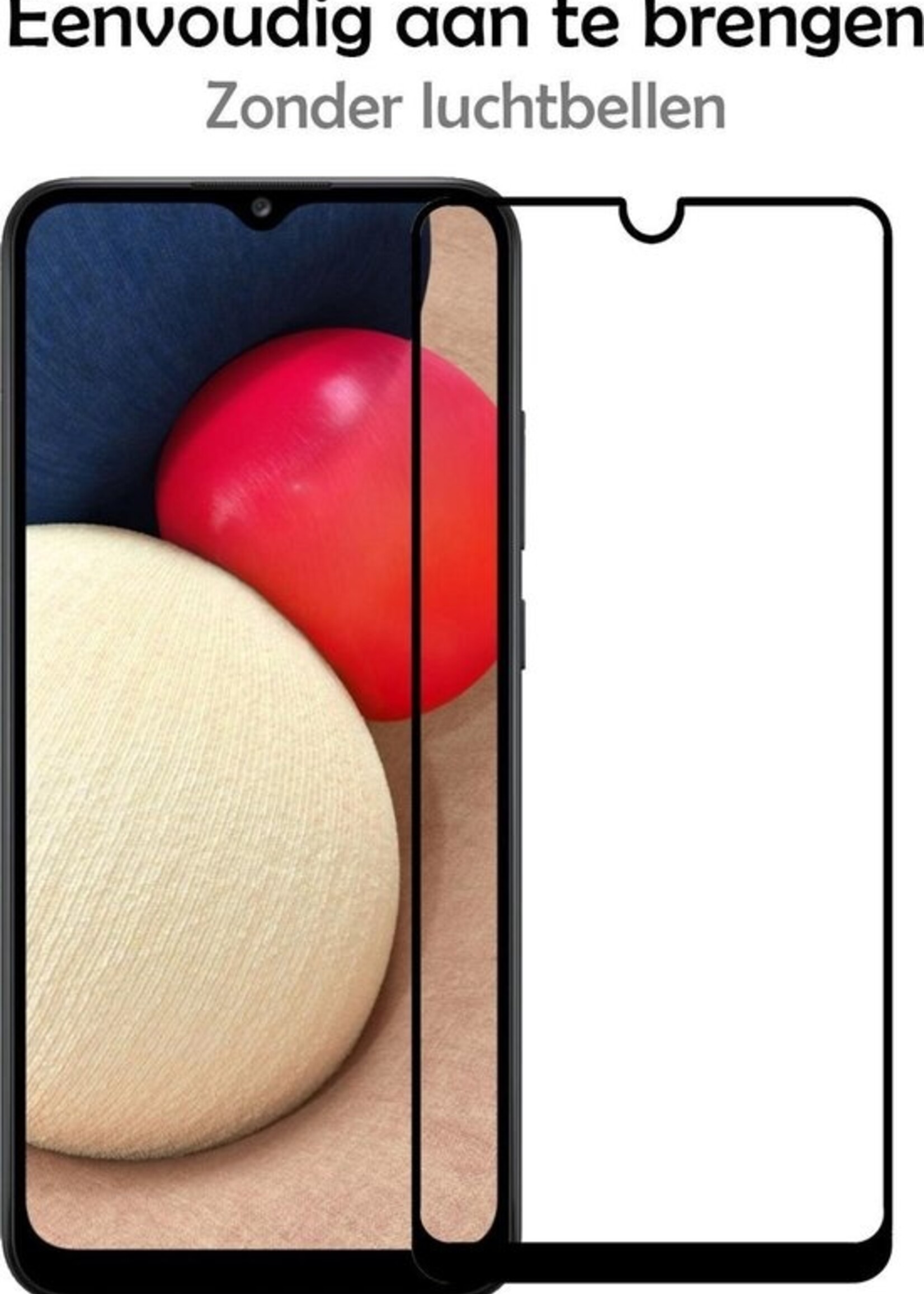 LUQ Screenprotector Geschikt voor Samsung A02s Screenprotector Glas Full Cover - Screenprotector Geschikt voor Samsung Galaxy A02s Screenprotector Full Cover - 2 Stuks