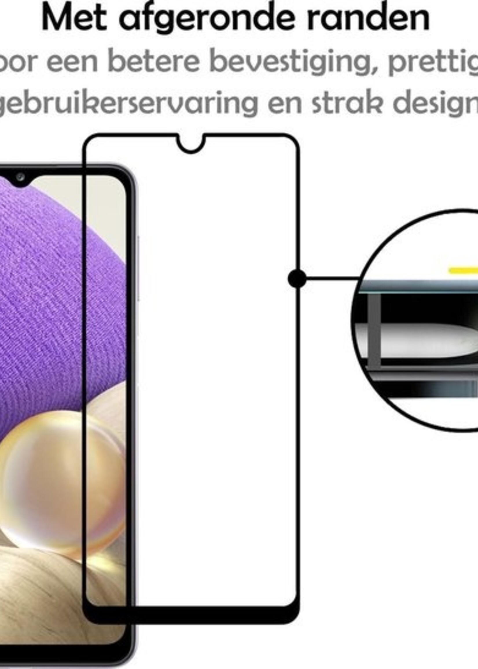 LUQ Screenprotector Geschikt voor Samsung A32 5G Screenprotector Glas Full Cover - Screenprotector Geschikt voor Samsung Galaxy A32 5G Screenprotector Full Cover - 2 Stuks