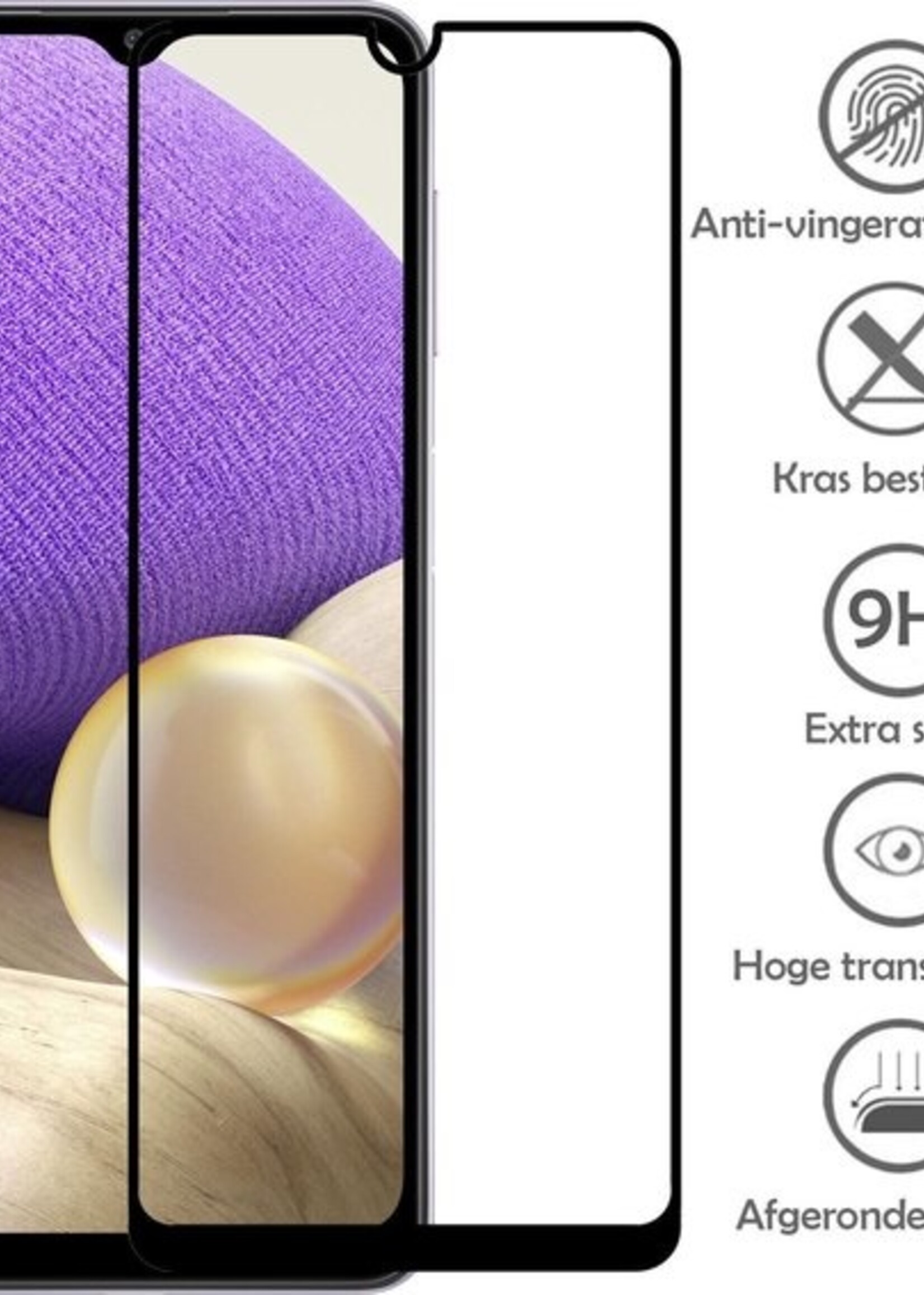 LUQ Screenprotector Geschikt voor Samsung A32 5G Screenprotector Glas Full Cover - Screenprotector Geschikt voor Samsung Galaxy A32 5G Screenprotector Full Cover - 2 Stuks