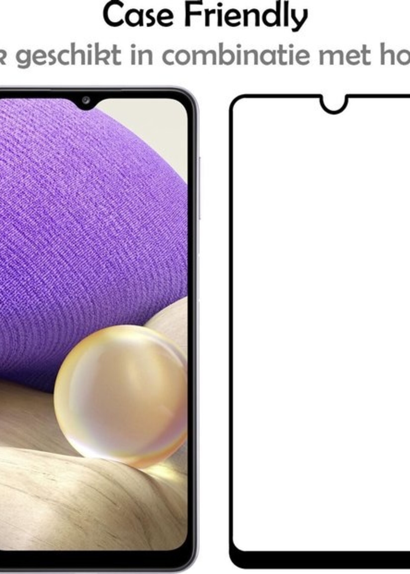 LUQ Screenprotector Geschikt voor Samsung A32 5G Screenprotector Glas Full Cover - Screenprotector Geschikt voor Samsung Galaxy A32 5G Screenprotector Full Cover - 2 Stuks