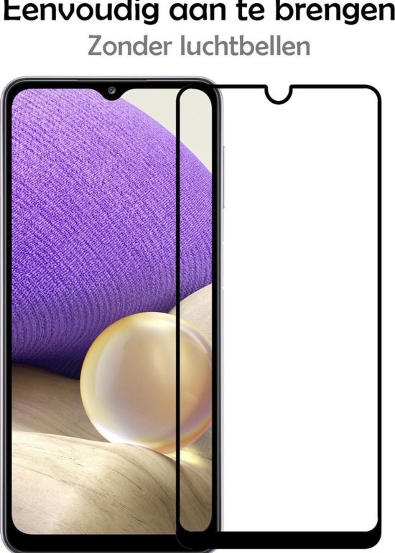 LUQ Screenprotector Geschikt voor Samsung A32 5G Screenprotector Glas Full Cover - Screenprotector Geschikt voor Samsung Galaxy A32 5G Screenprotector Full Cover - 2 Stuks