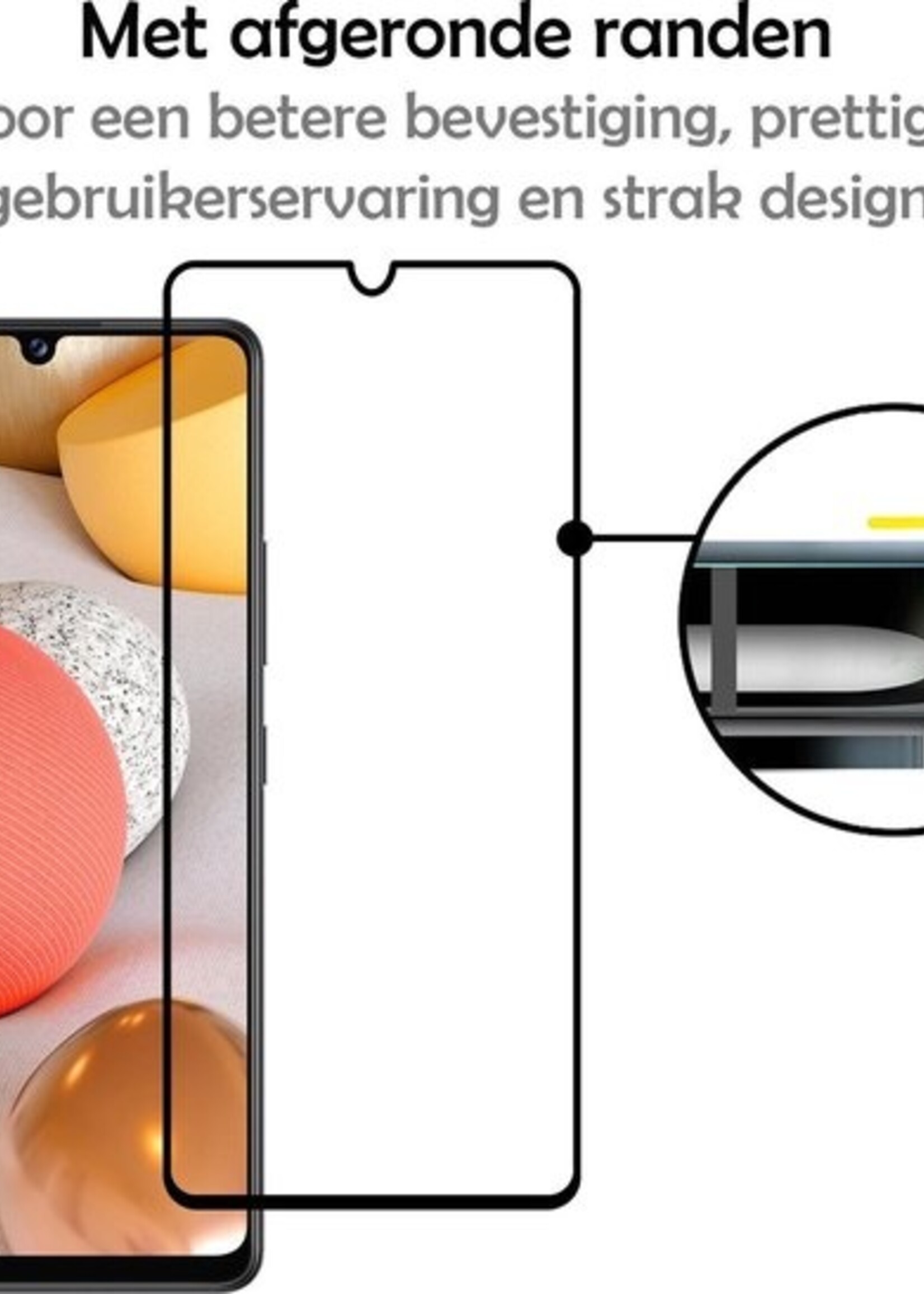 LUQ Screenprotector Geschikt voor Samsung A42 Screenprotector Glas Full Cover - Screenprotector Geschikt voor Samsung Galaxy A42 Screenprotector Full Cover - 2 Stuks