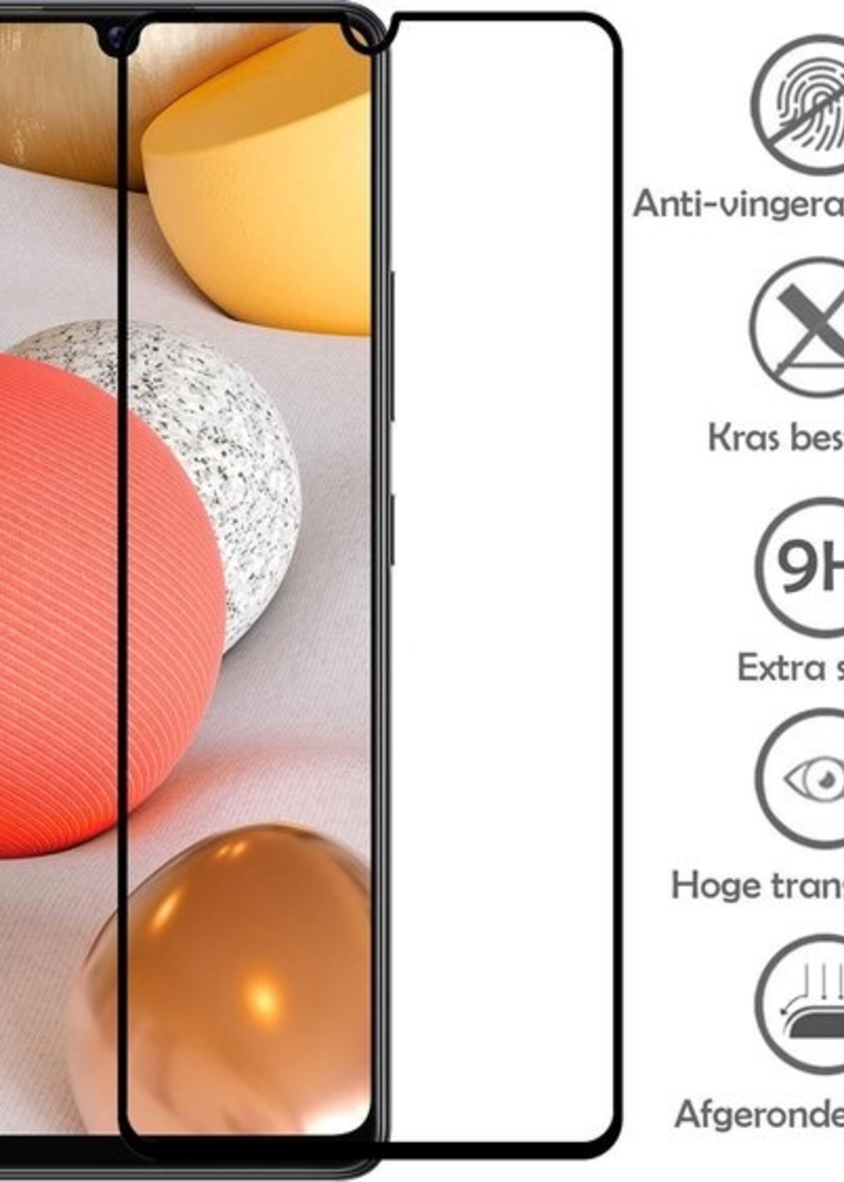 LUQ Screenprotector Geschikt voor Samsung A42 Screenprotector Glas Full Cover - Screenprotector Geschikt voor Samsung Galaxy A42 Screenprotector Full Cover - 3 Stuks