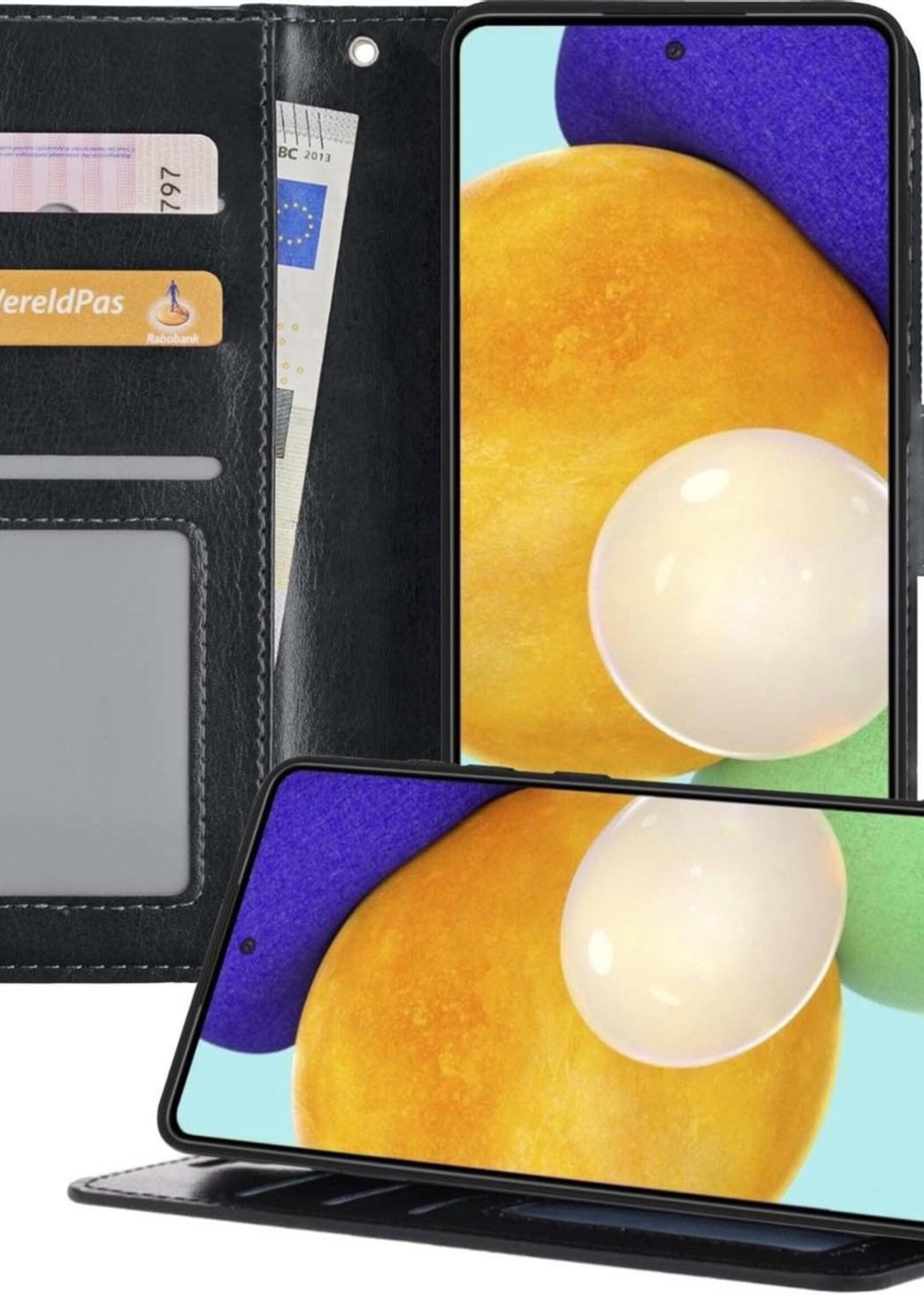 LUQ Hoesje Geschikt voor Samsung A52 5G Hoesje Book Case Hoes Wallet Cover - Hoes Geschikt voor Samsung Galaxy A52 5G Hoesje Bookcase Hoes - Zwart